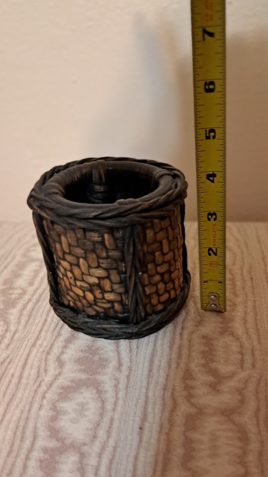 Vintage 4 Pc Woven Bamboo Rattan Wicker Desk Organizer Set Pencil Letter Boho