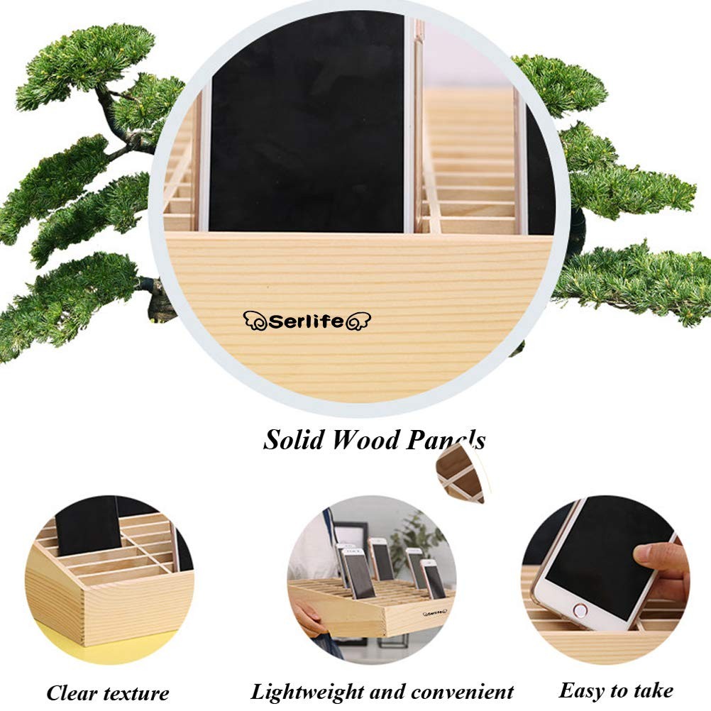 Serlife Wood Cell Phones Storage Box Pencil Mobile Phone Holder Classroom Des…