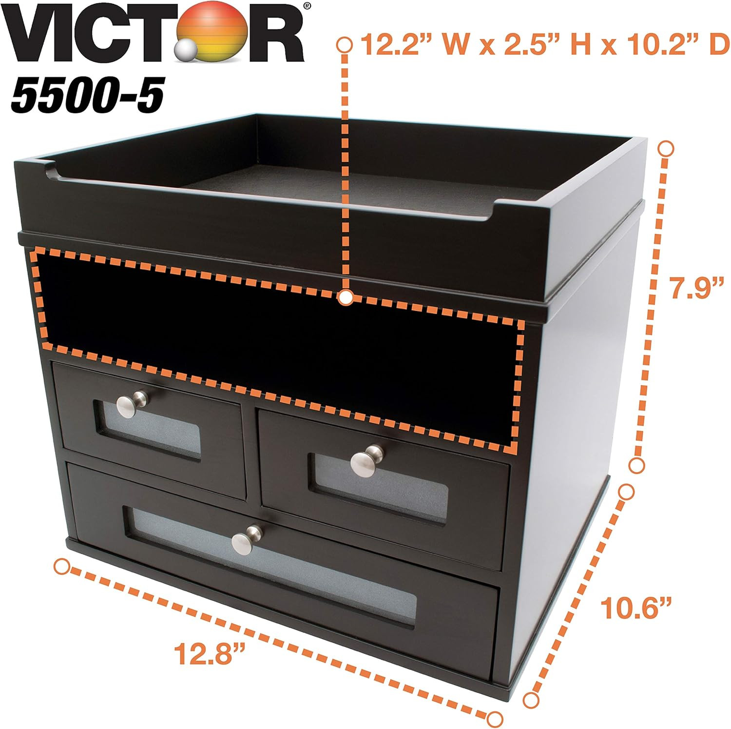 Wood Midnight Black Collection, Tidy Tower Desktop Organizer, Black, (5500-5)