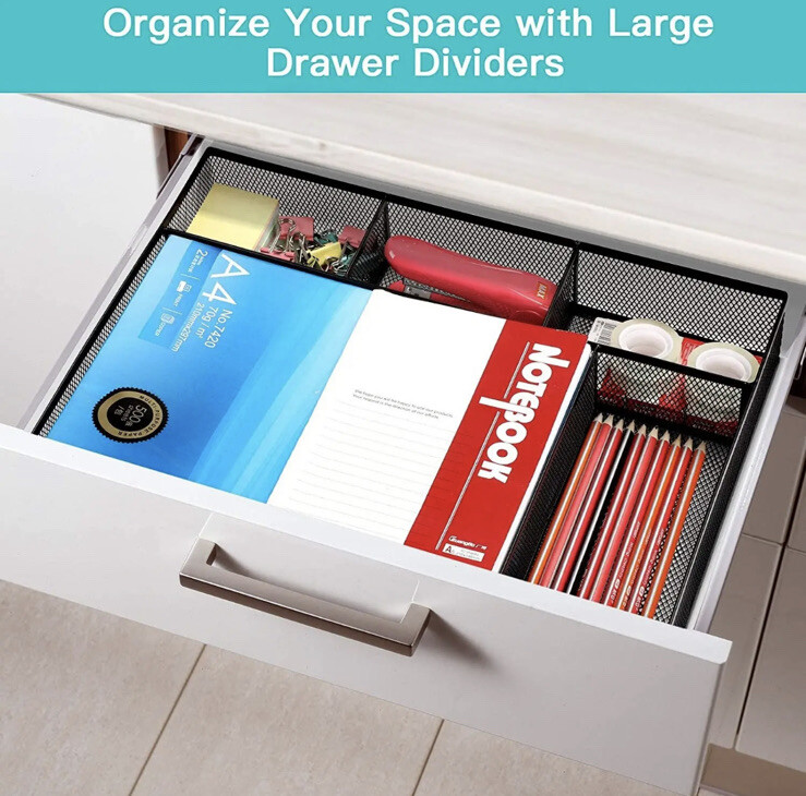 HUANUO Desk Drawer Organizer- 5 Compartments Large Space,16.2 X 12.2 X 2.36 Inch