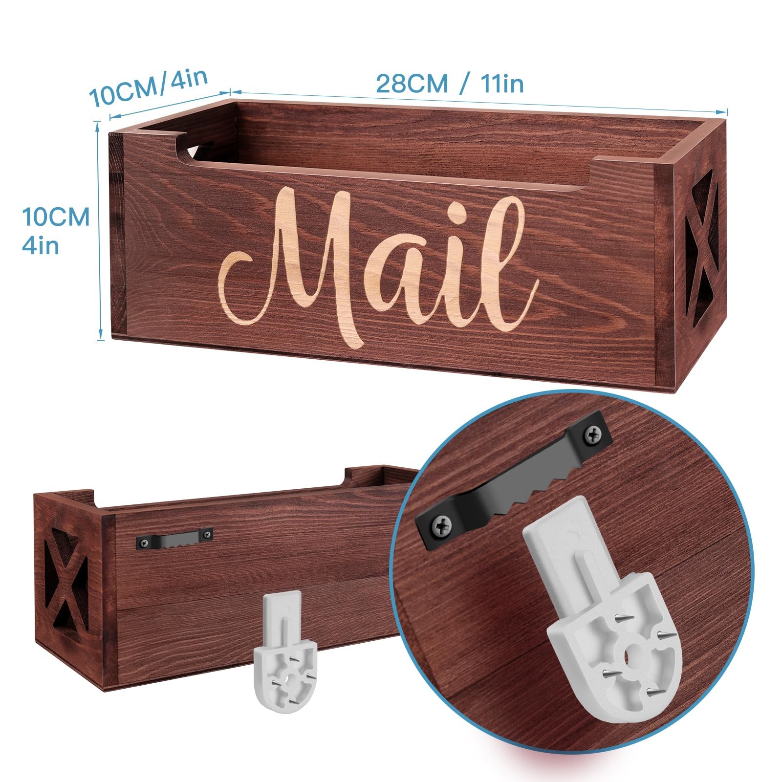 Wooden Mail Organizer Mail Holder Countertop, Farmhouse Brown Mail Tray Mail …