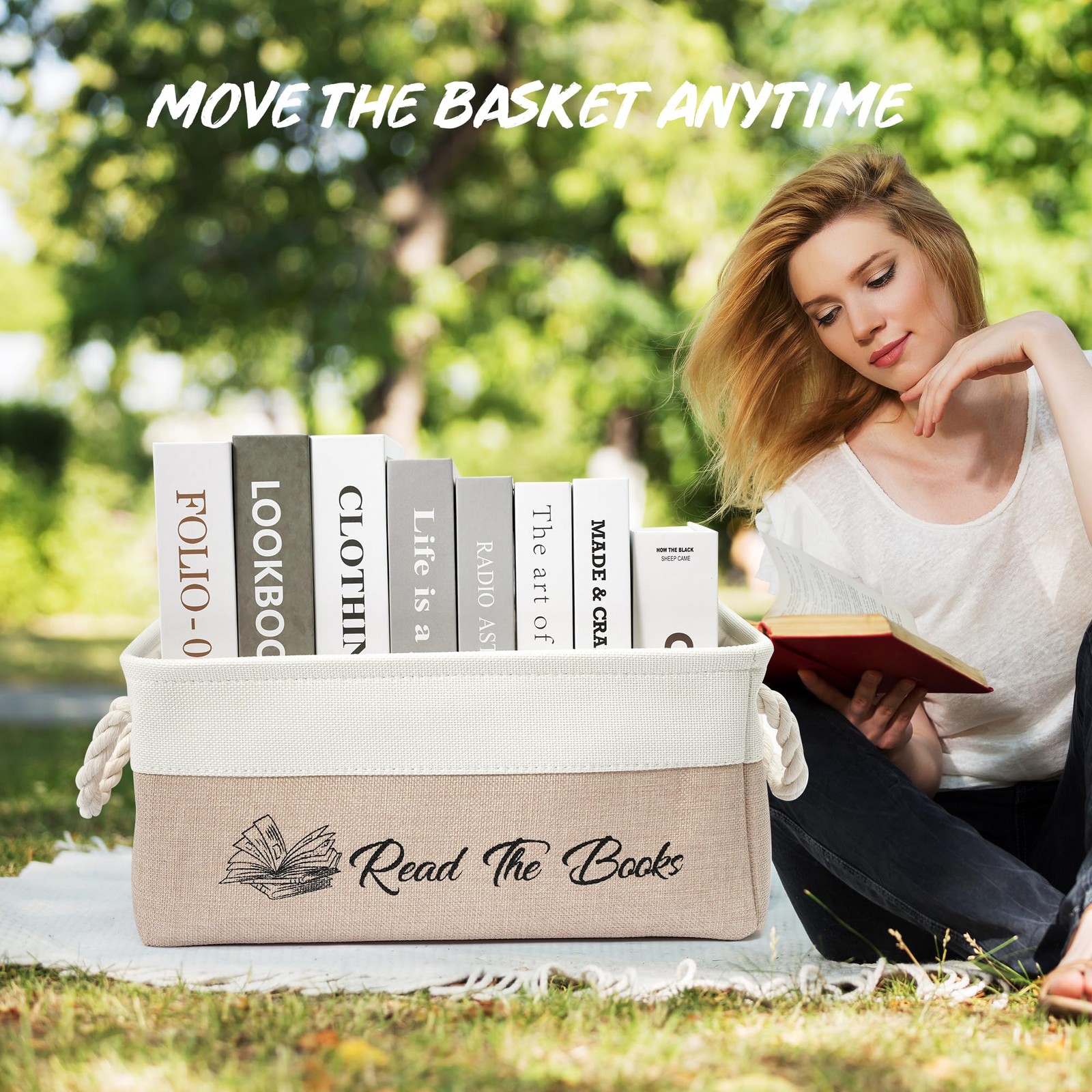 Book Storage Baskets Organizing Read The Books List Organizer Handles Bin