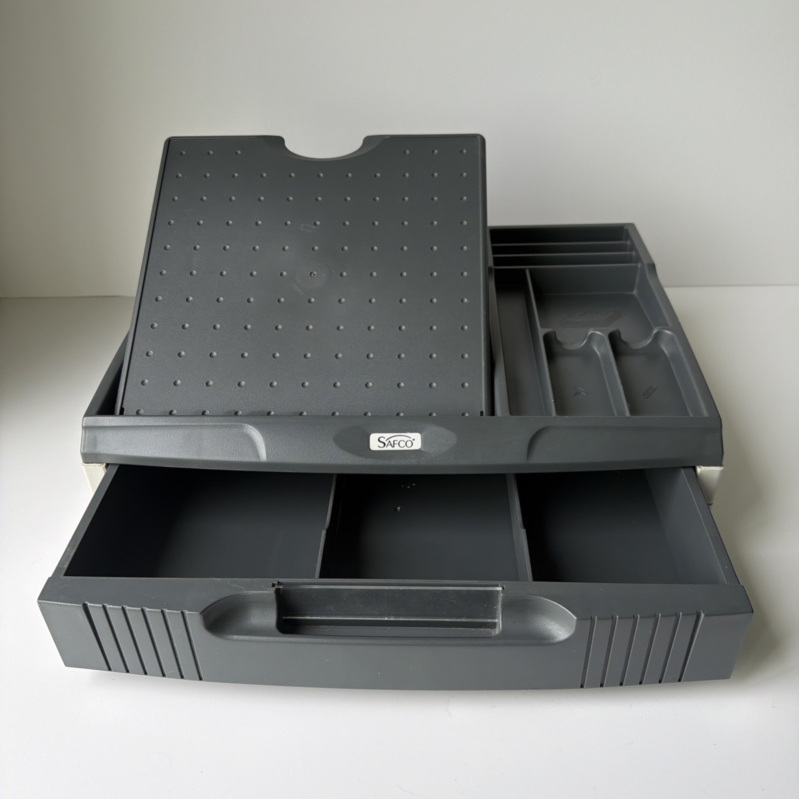 Safco Desk Telephone Organizer Stand With Drawer. Gray/ivory. Saf2204CH