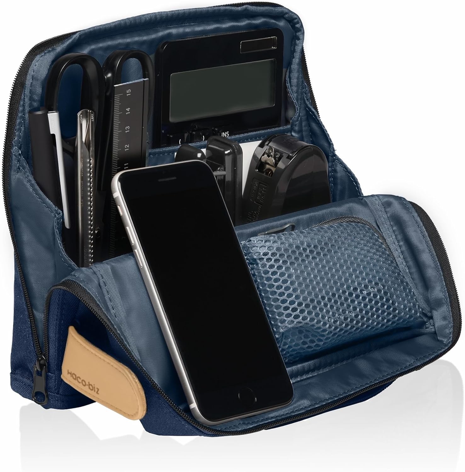 KOKUYO Haco Biz Tool Pen Stand Organizer Bag Indigo Blue AMKAH-HB11DB