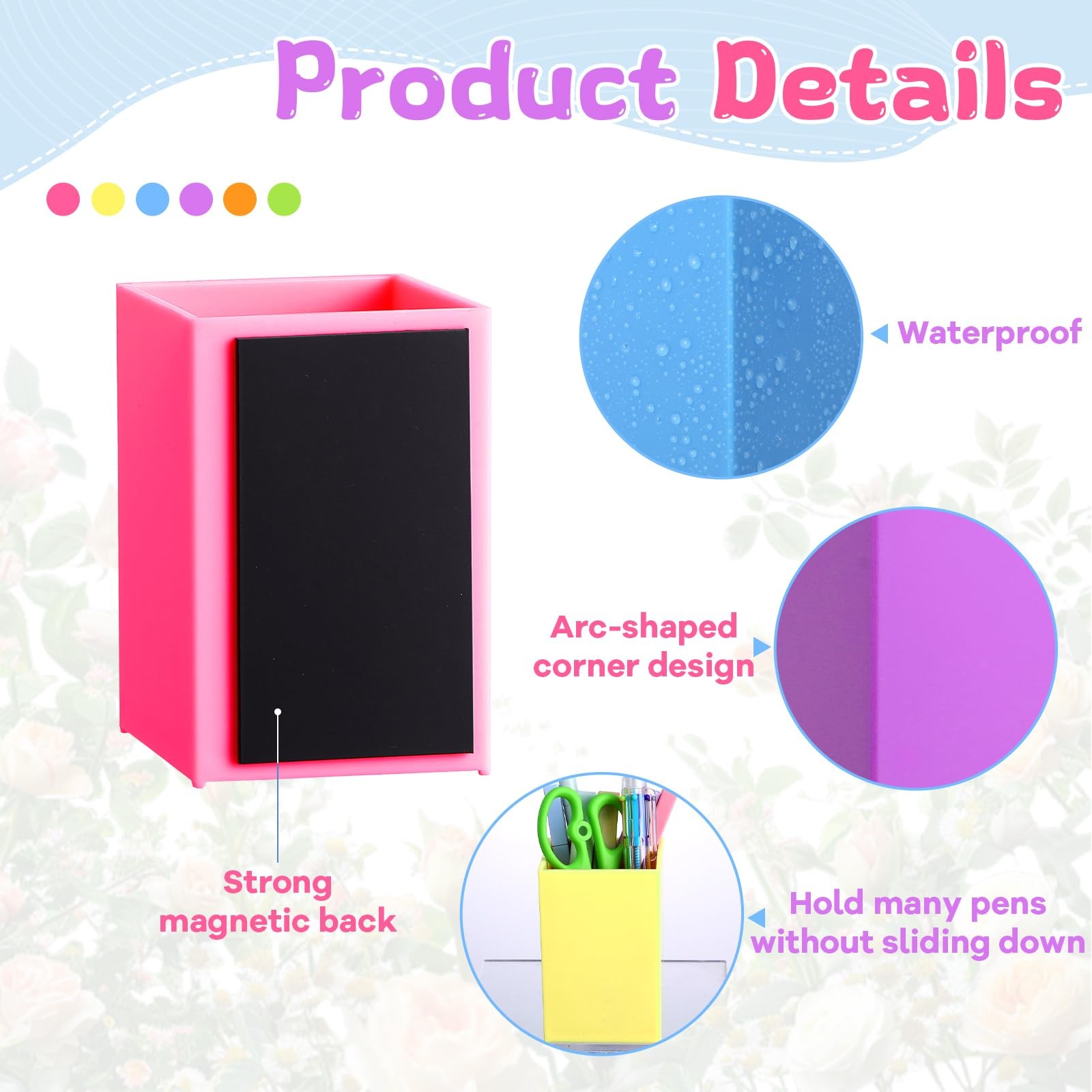 6 Pcs Classroom Magnetic Storage Boxes Containers Colorful