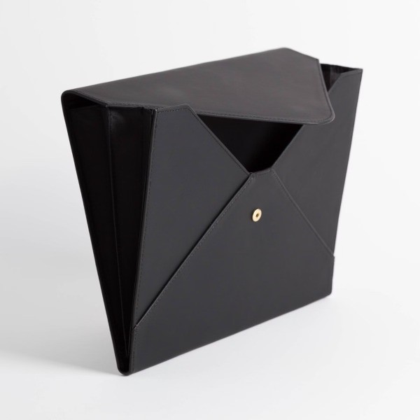 Vegan Leather Document Holder Black: Office Supplies Desk Organizer