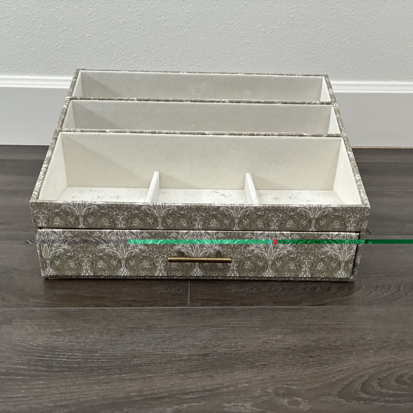New Morris & Co Desk Organizer Letter Paperclips Office Supplies Taupe Floral