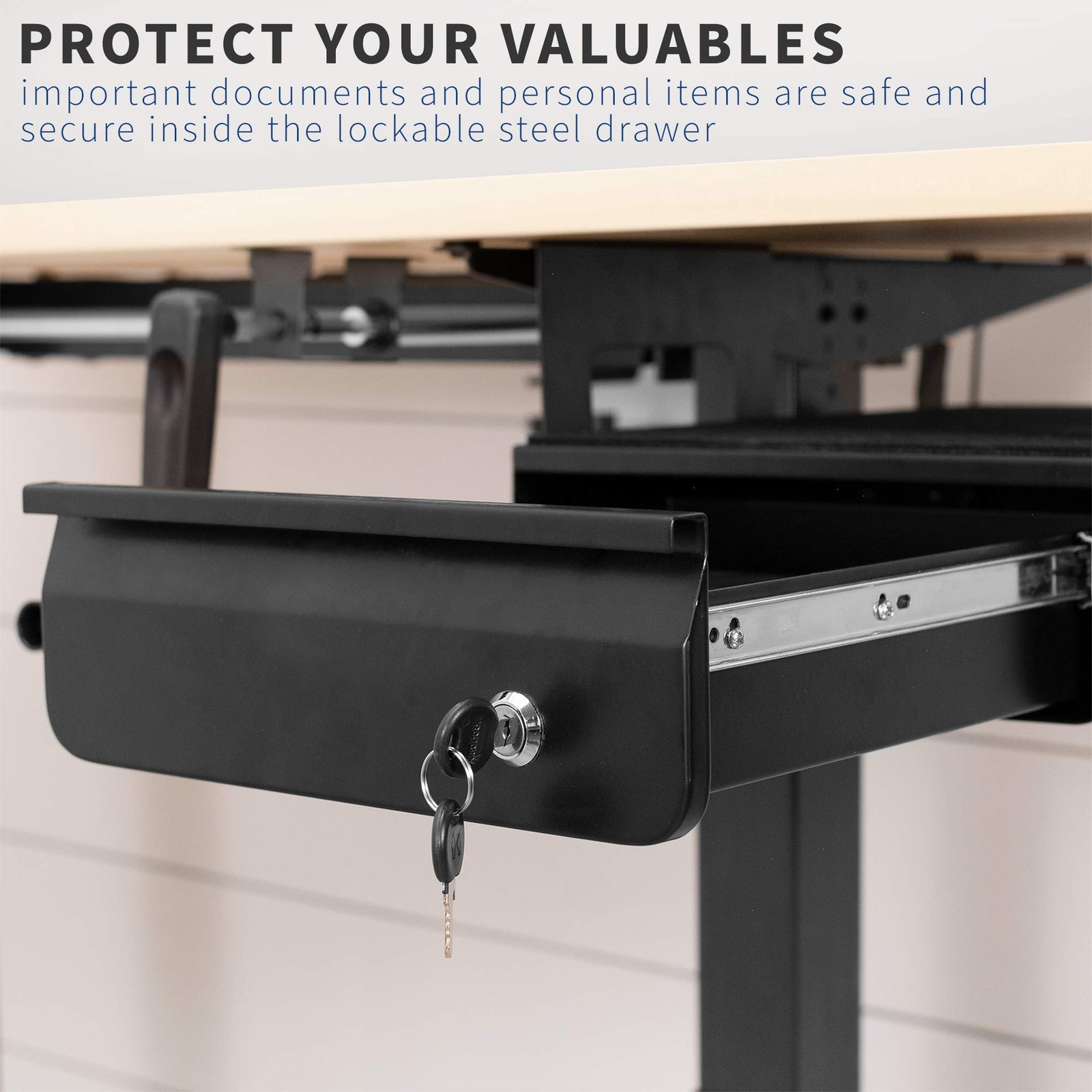 VIVO 13 inch Under Desk Mounted Pull-Out Drawer, Secure Lockable Sliding Office