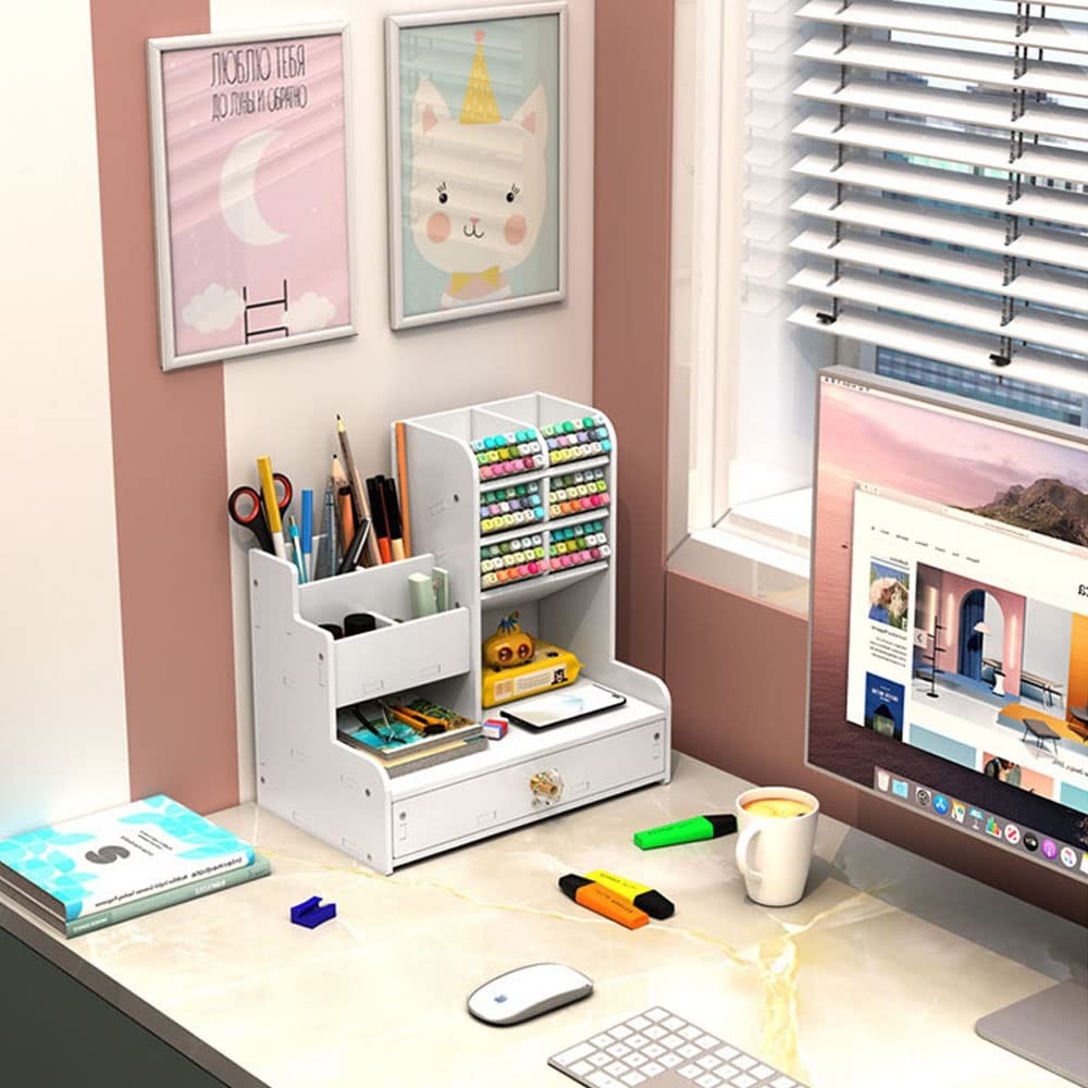 White Pen Organizer, Drawer, PB17, DIY Pencil Holder, Desk Tidy Caddy, Office