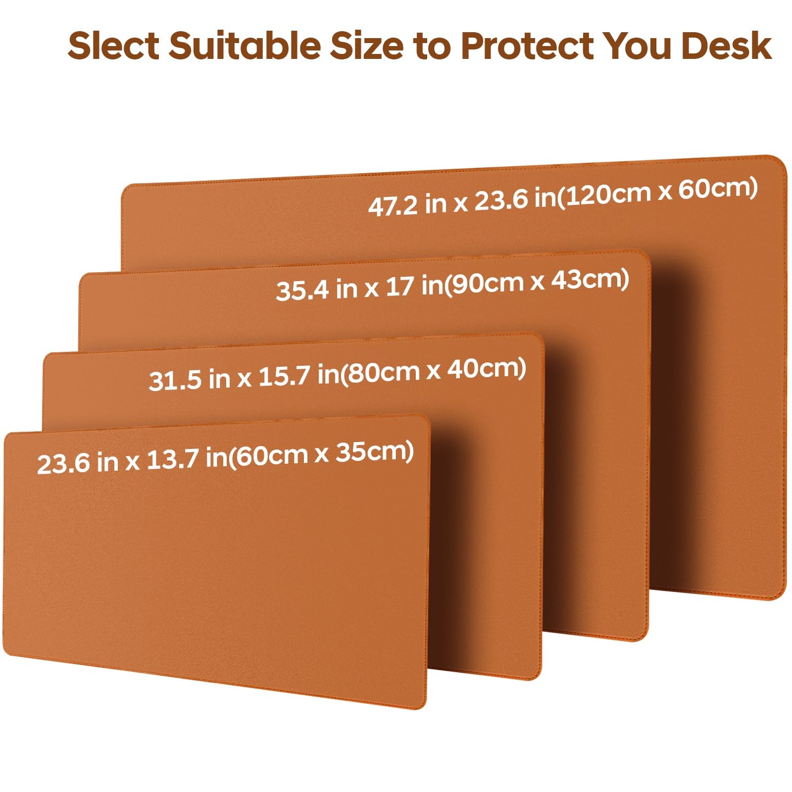 Yuwiiuuo Leather Desk Pad Protector, Office Mat, 23.6″ x 13.7″, Brown