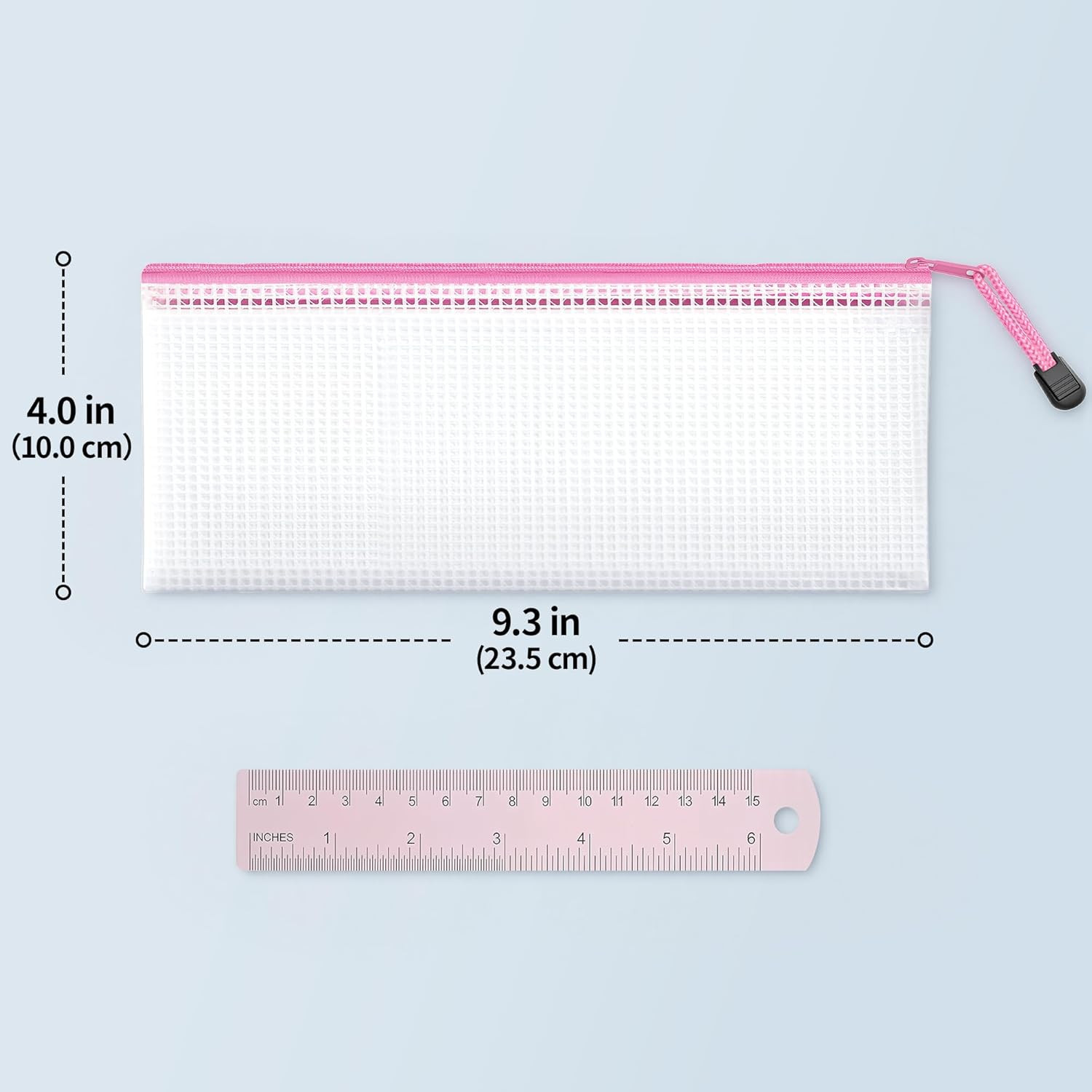 JARLINK 24 Pack A6 (9.3 × 4.0 in) Mesh Zipper Pouch Bags, Waterproof Pencil Pouc
