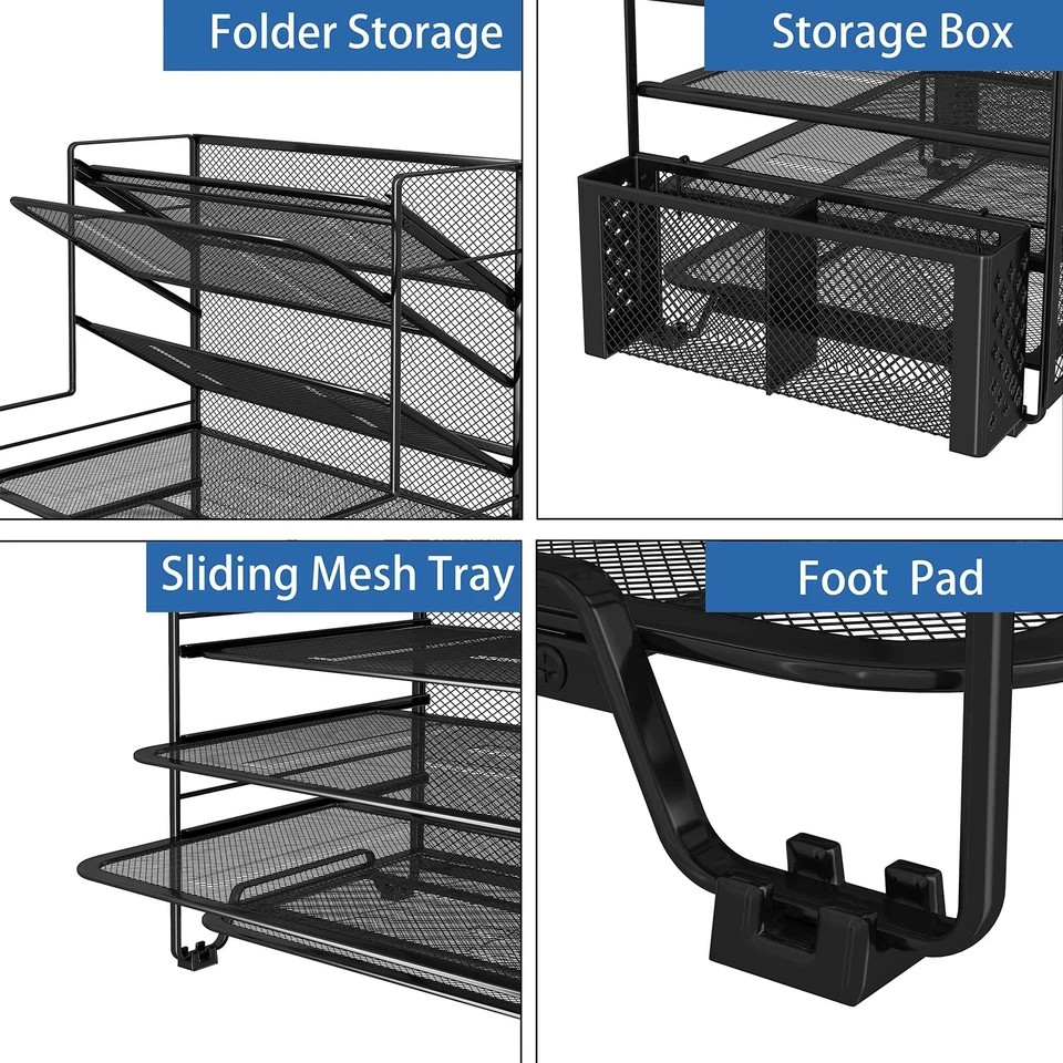 Simple Trending 7 Tier Desk File Organizer, 16.8″ x 8.8″ x 16.8″, Black