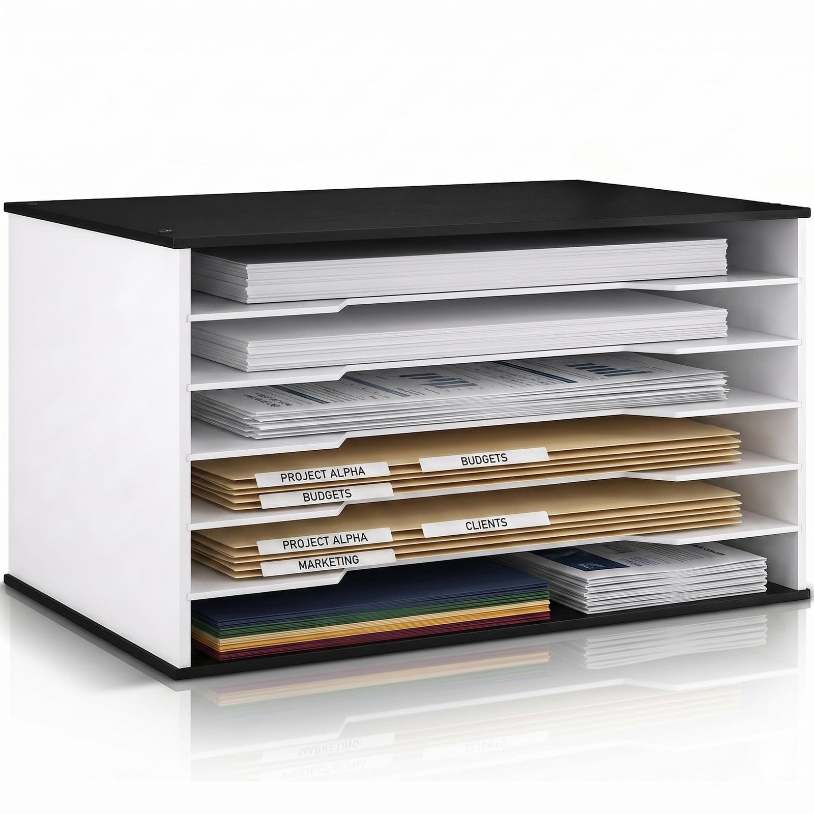 12×18 Construction Paper Organizer, 6-Tier Wooden Flat File for 11×17 & A3 Sh…