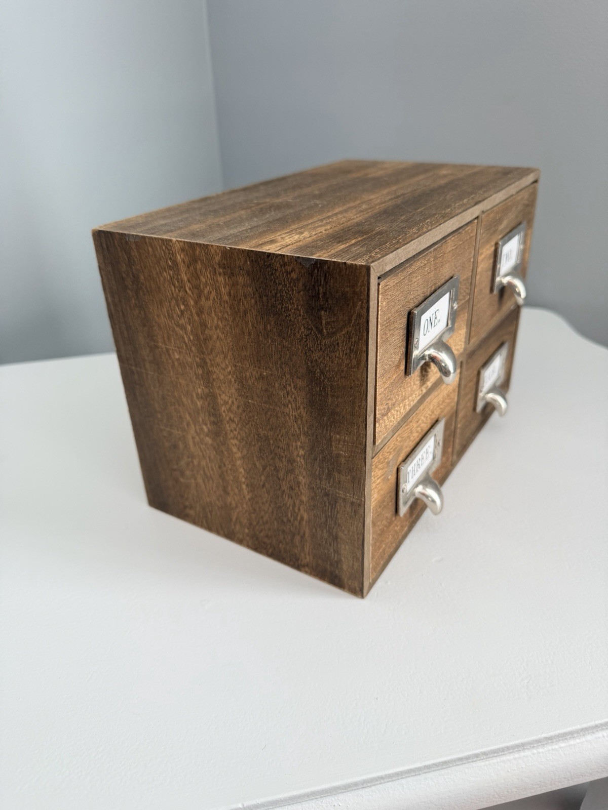 Desk Organizer with Drawers Wooden Desktop Storage Cabinet Storage Box, 4 Drawer