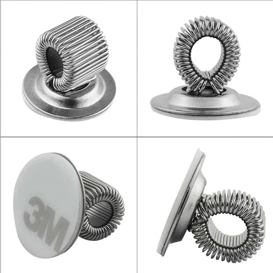 8 Pcs Manganese Steel Pen Holder Clips Self Adhesive Pencil Organizer Silver