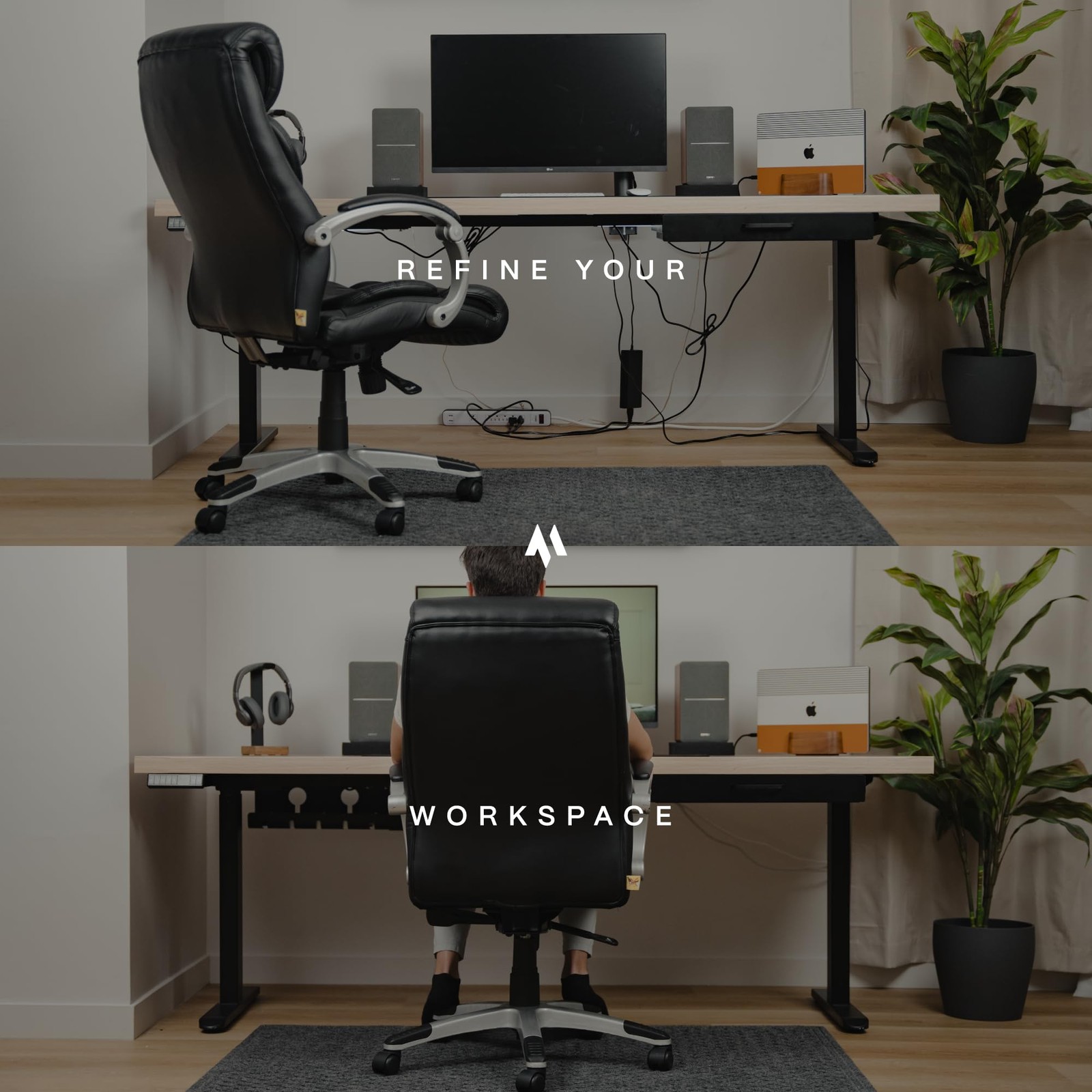 No-Drill Under Desk Cable Management Tray – 2-Pack Wire & Medium, Matte Black