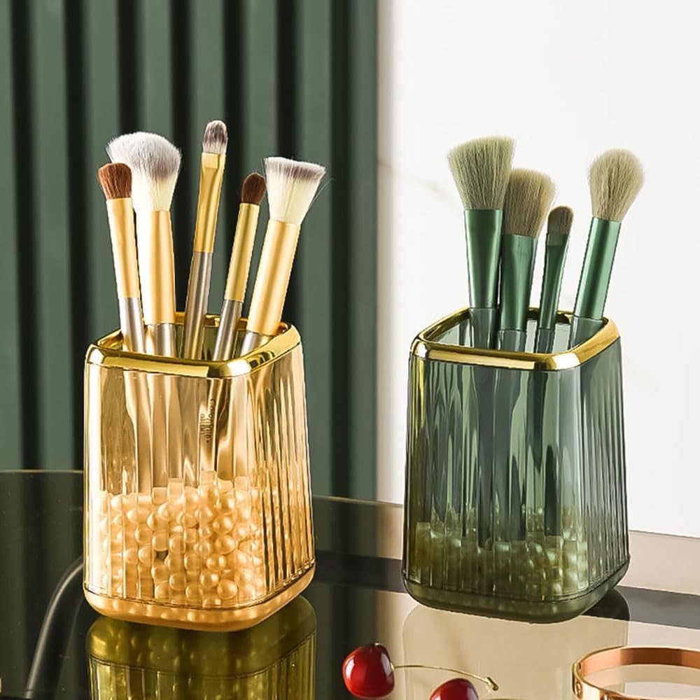 Acrylic Pen Holder Cute Clear Green Desk Organizer Pencils Makeup Brushes