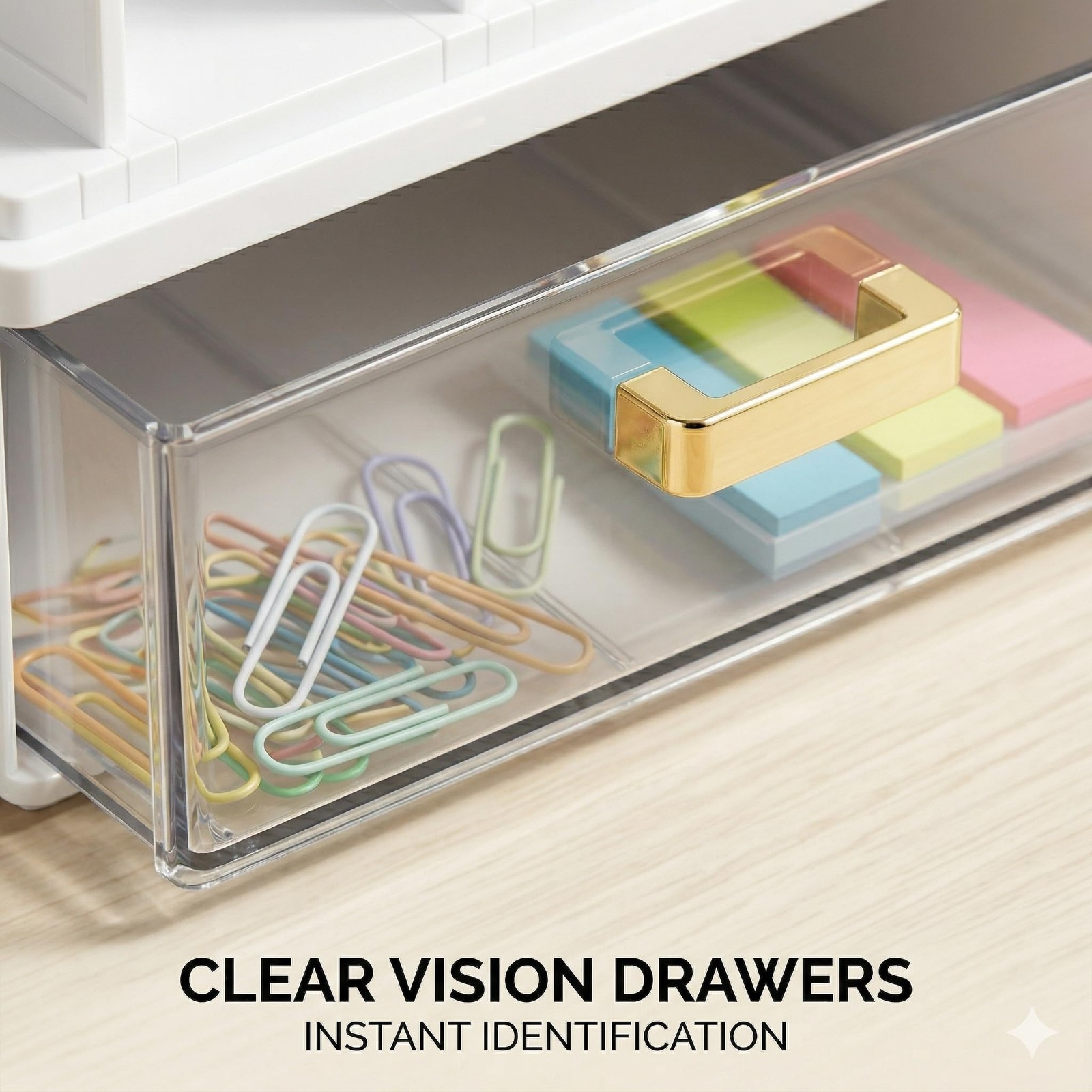 CiWiVOKi White Desk Organizer with 4 File Holder Slots, 2 Clear 5 pc,