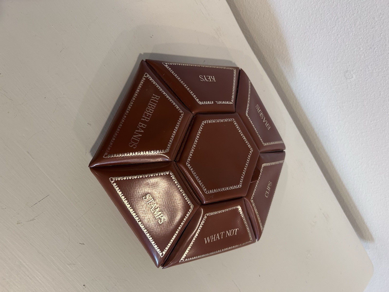 Vintage MCMDesk Organizer Storage Box Hexagon Japan Keys Paper Clips Rubberbands