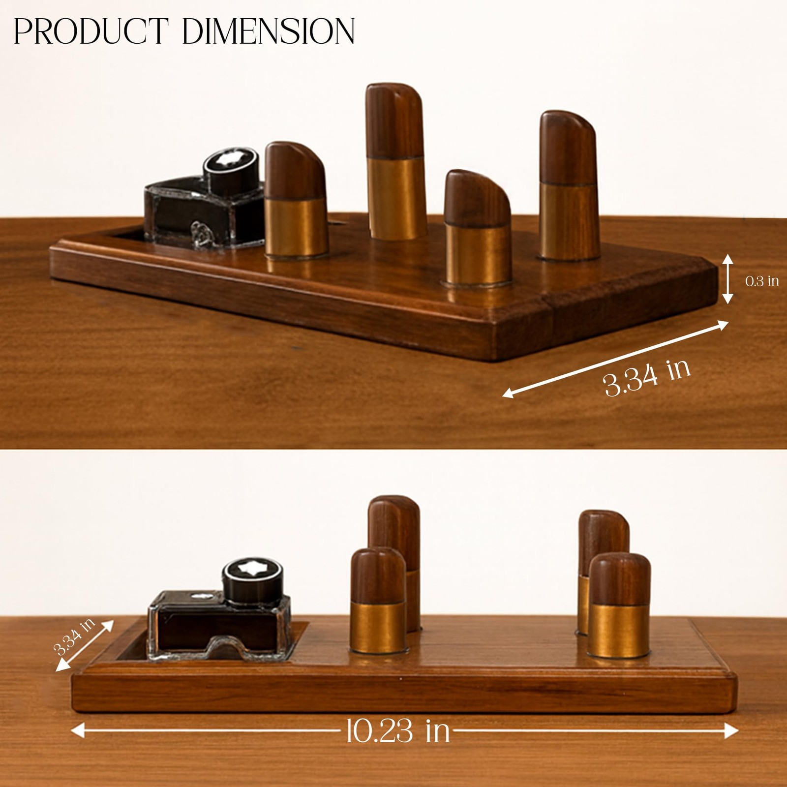 Luxury Wooden Desk Pen Stand with Ink Bottle Holder – Premium Executive Offic…