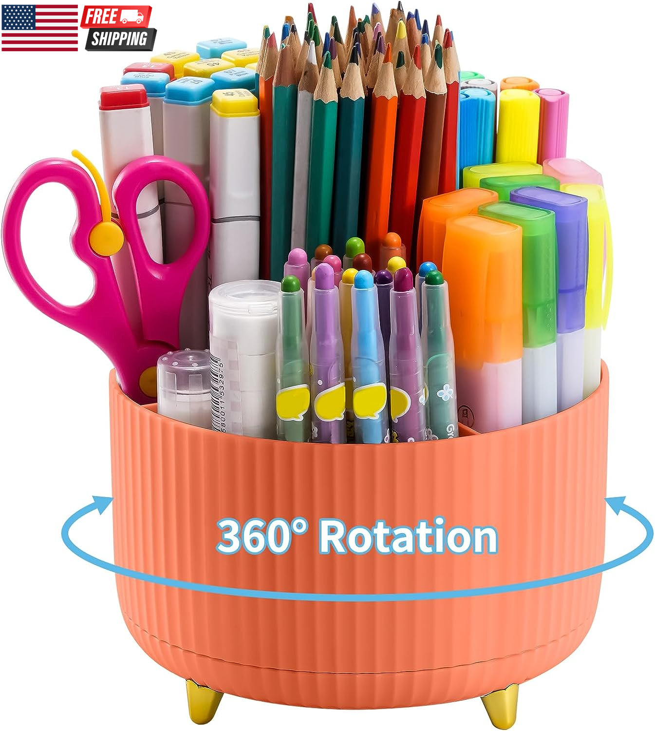 Desk Organizer, 360-Degree Rotating Pen Holder, Desk Organizers and Accessories