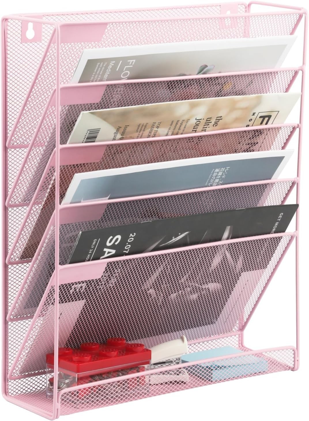 Desk File Organizer Mesh 6-Tier Hanging Wall Mount Document Organization Stand