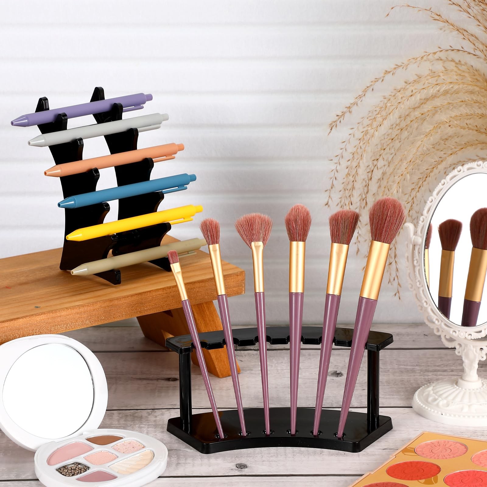 10 Pack Pen Display Stand, 6 Slots Plastic Pen Holder, Display Eyebrow Makeup…