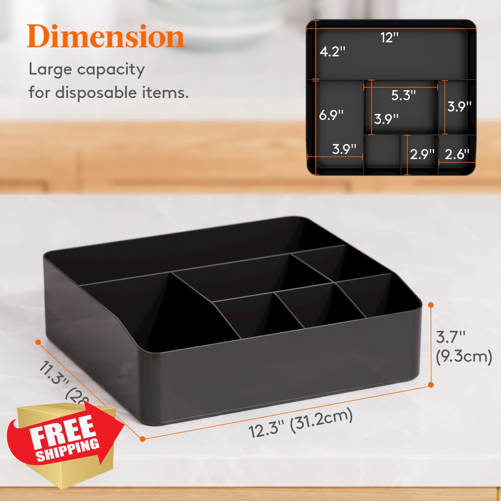Lifewit paper plate organizer black