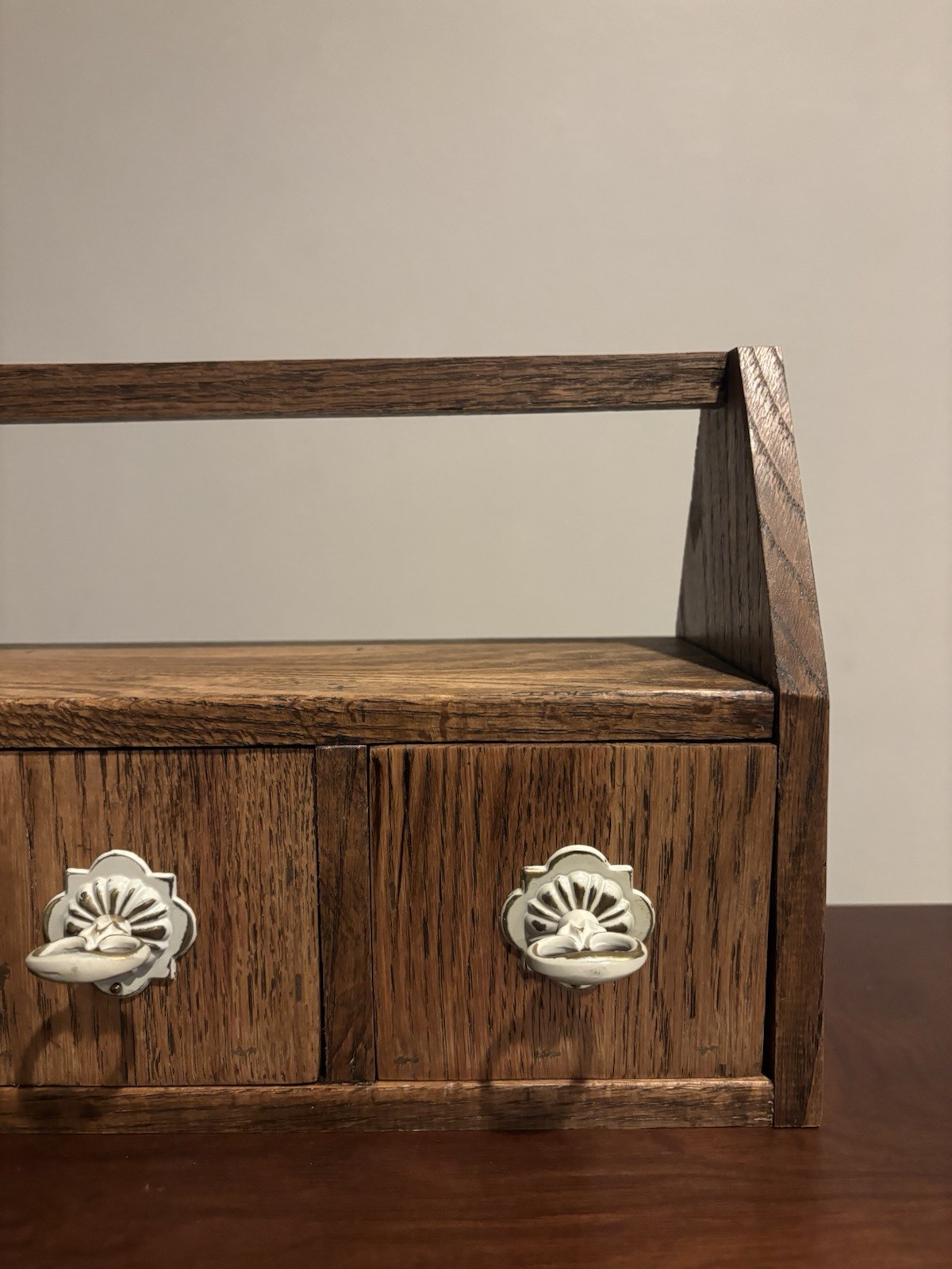 3 Drawer Wooden Desk Organizer Vintage Style Rustic Wood Desktop Cubby Handled