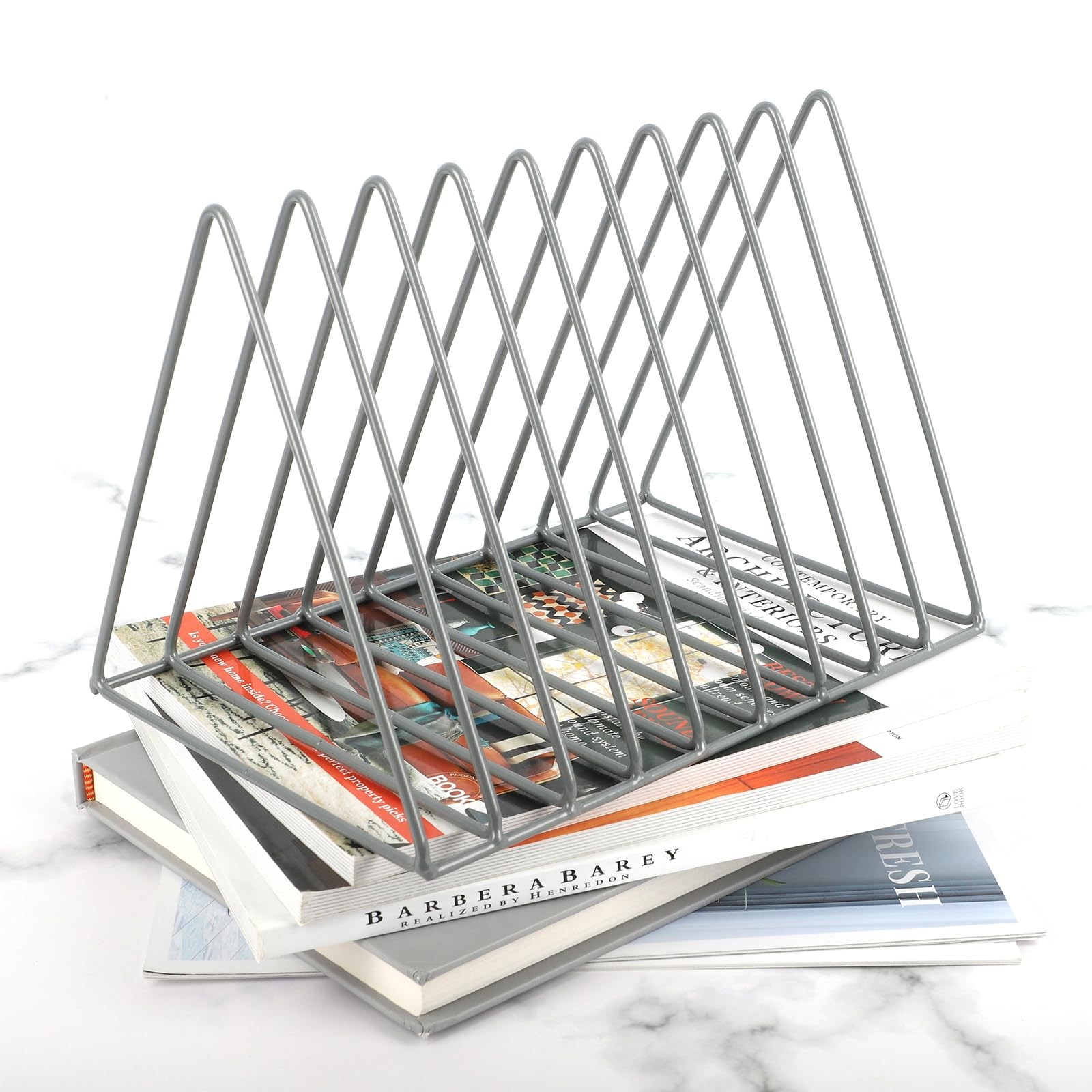 Vinyl Record Holder Storage, 9 Slot Metal Magazine Book Album Display Rack, S…