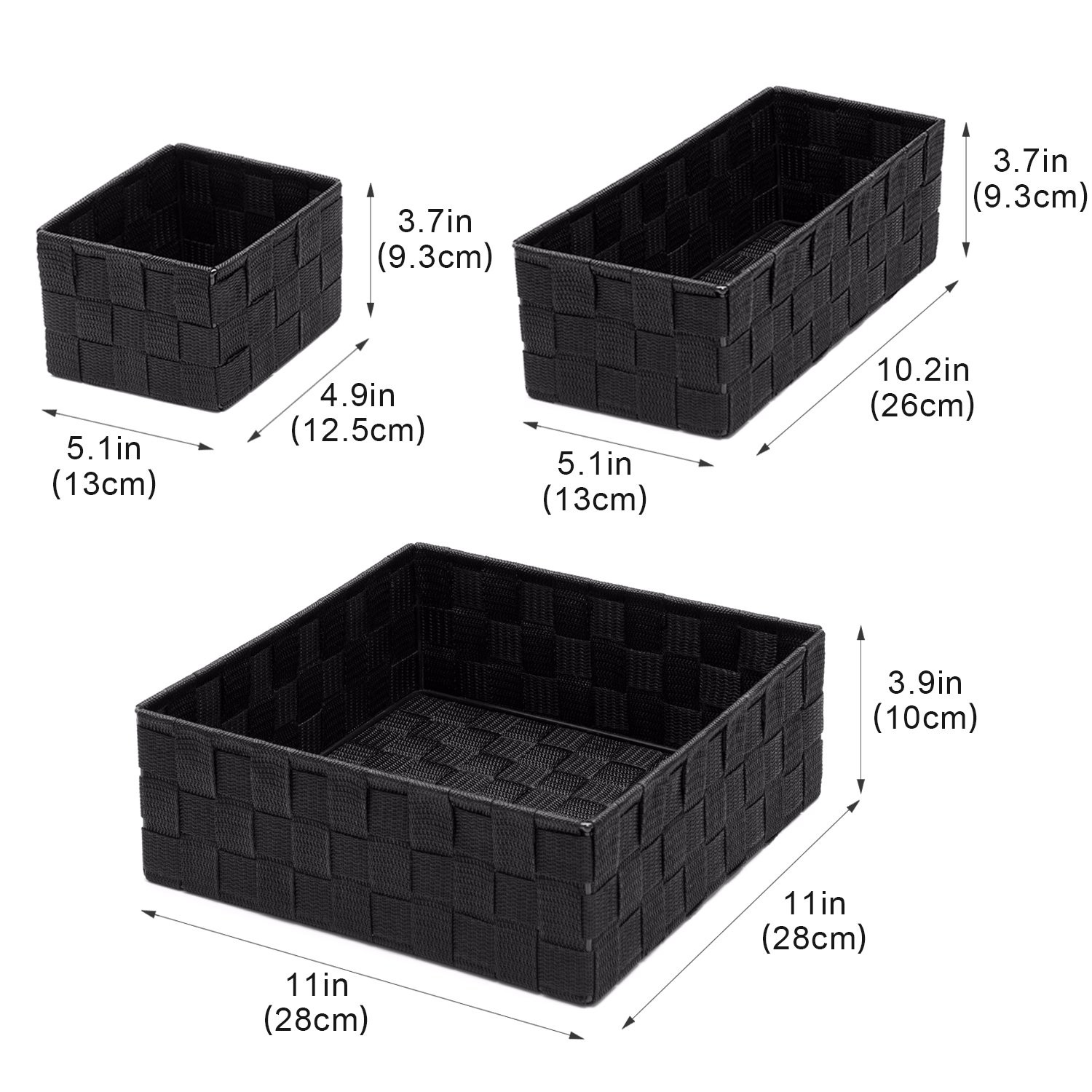 4 PCS Woven Storage Small Black Baskets Cube Bin Container for Organizing,Drawer