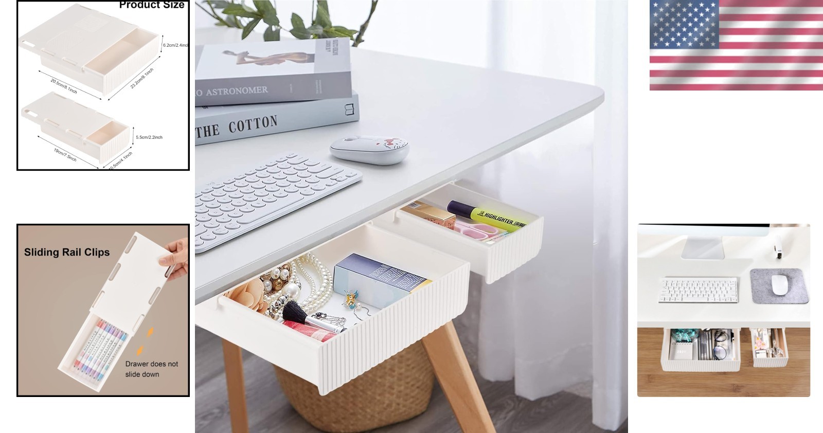 Adjustable Under Desk Drawer Organizer – Space-Saving Solution for Small Spaces