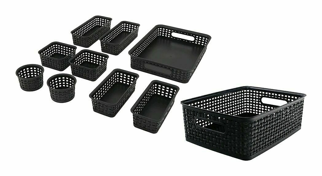 Lot of 2 Advantus Thinkspace Plastic Weave Bins Plastic Bins 38398-New
