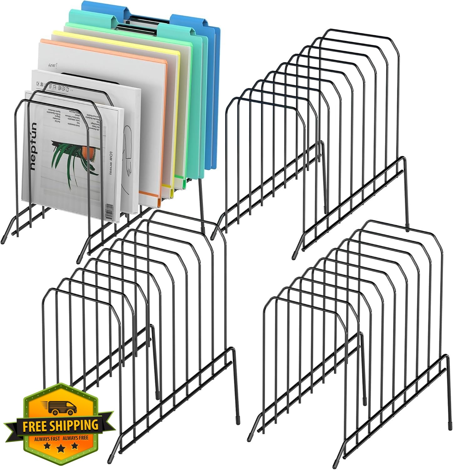MINDEPOT Black Desk File Organizer 4 Pack