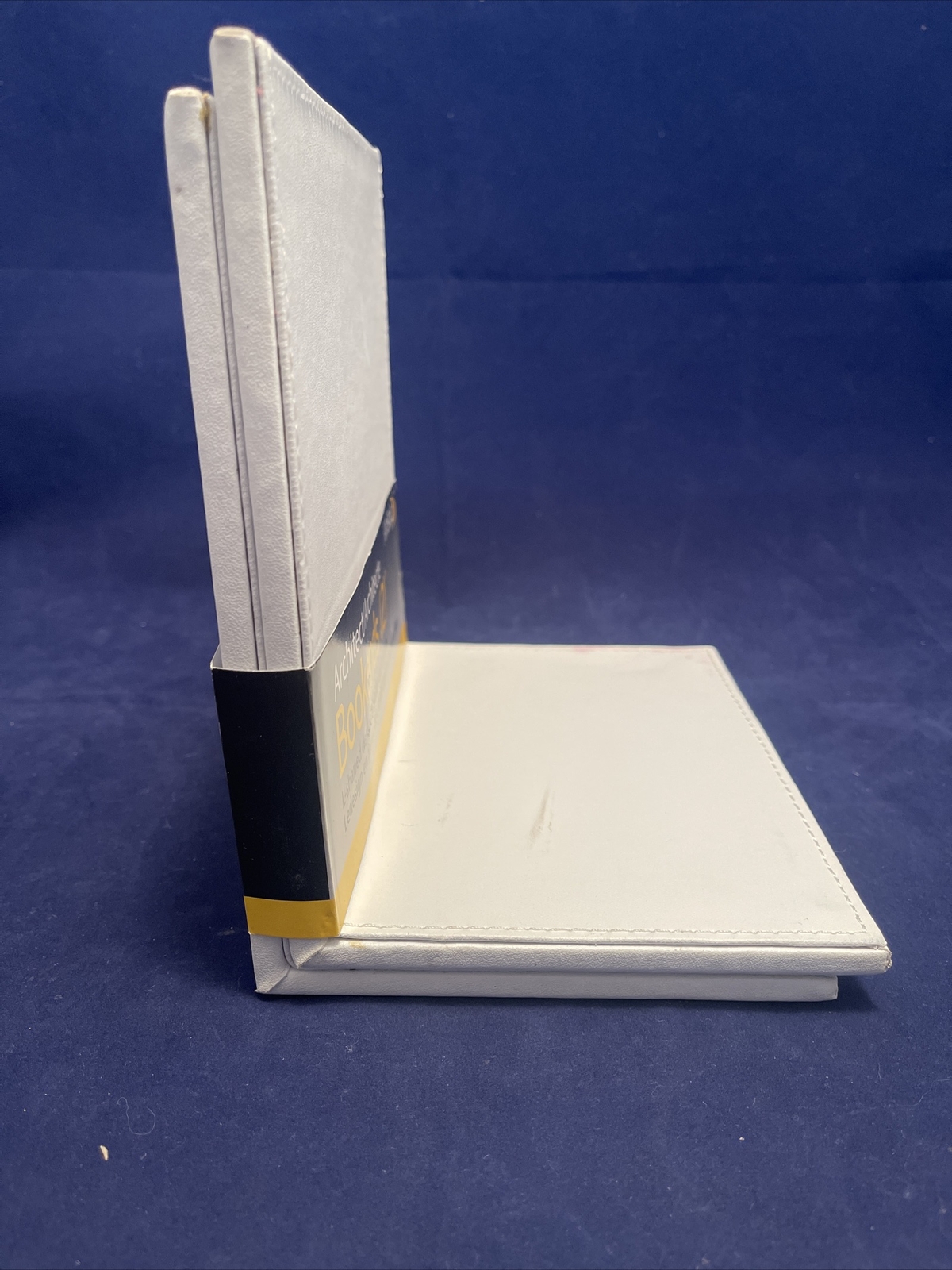 NEW Architect Line White Leather Like Bookends Brushed Metal ART 43008WH Read