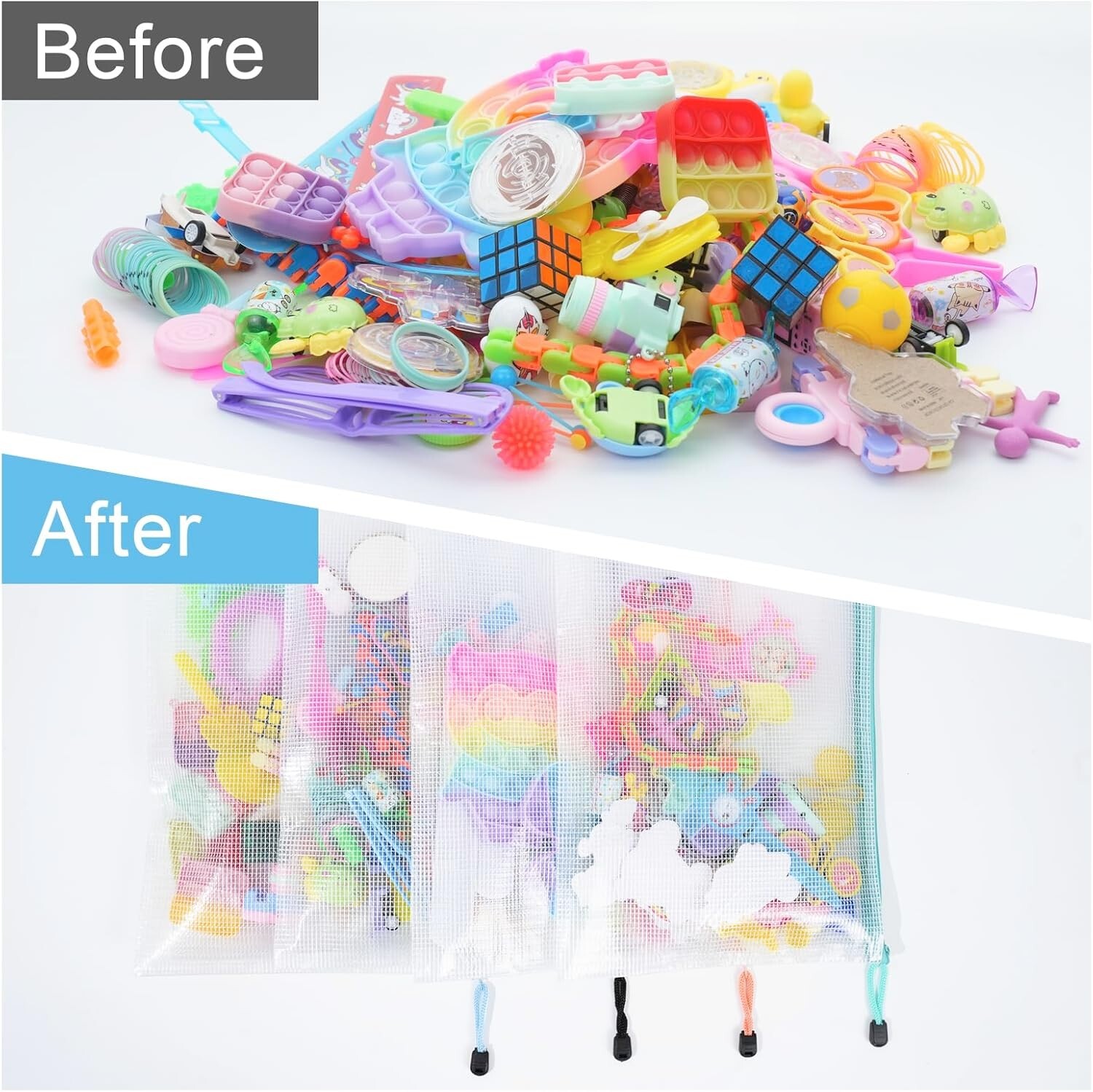 30 Pcs Mesh Zipper Pouch Bags A4 Size Waterproof File Bags with 10 Colors New