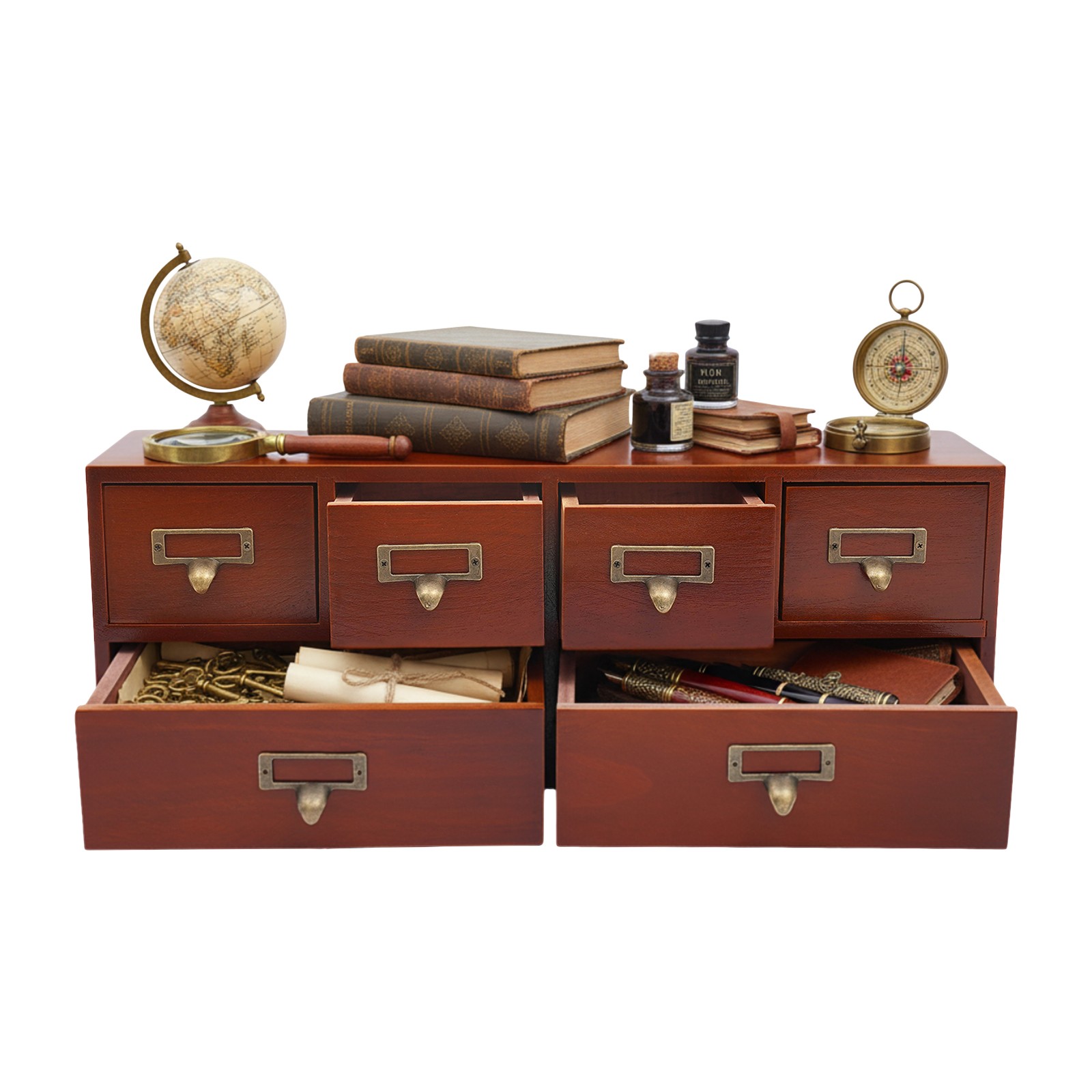 Retro Style Desktop Organizing Cabinet with 6 Drawers Desk Organizer Storage