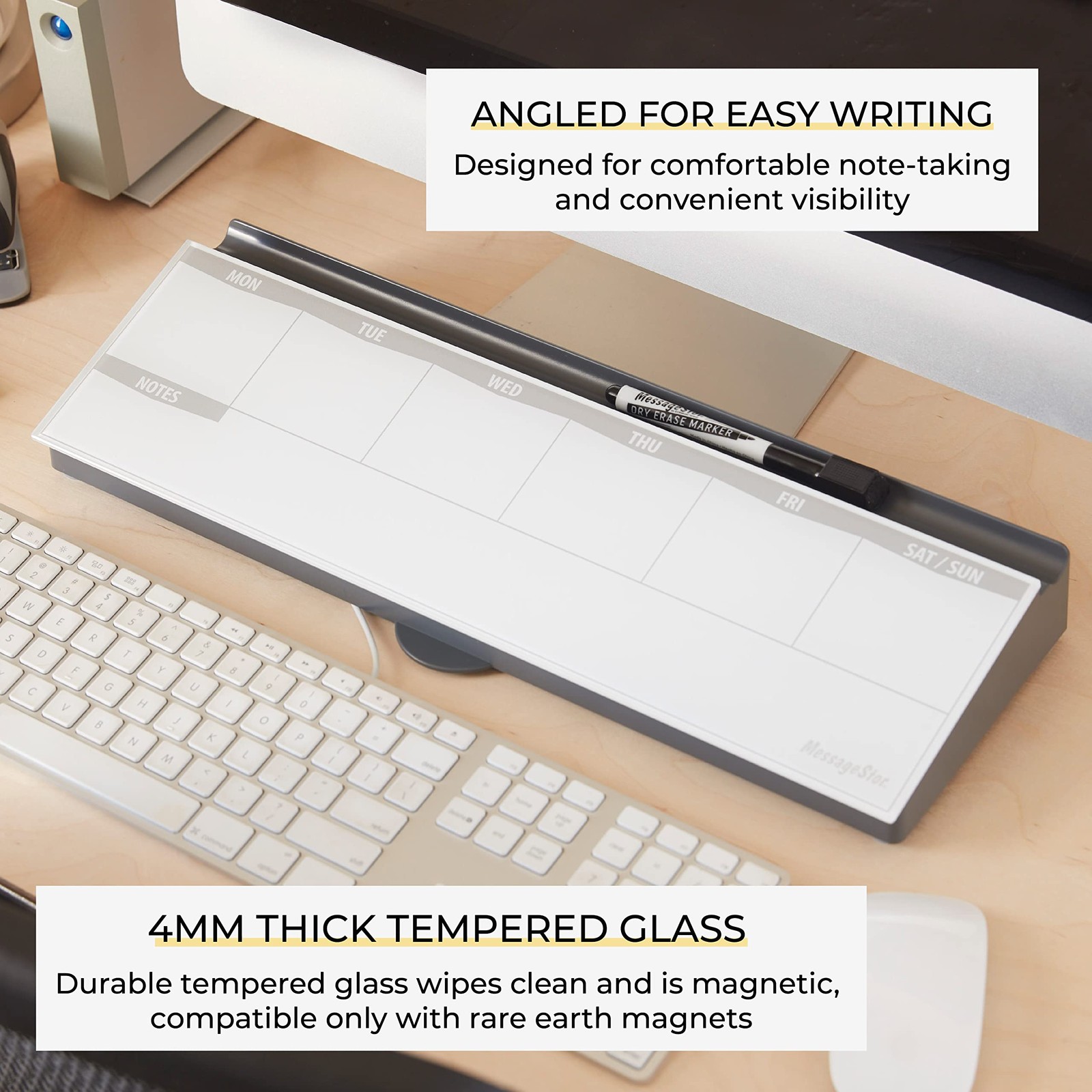 ECR4Kids MessageStor Keyboard Write and Store, 18″ L x 6.5″ W x 2.5″ H, Grey