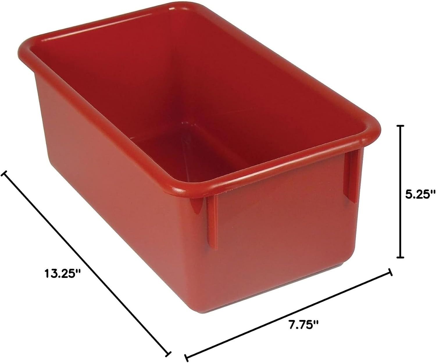 3 Stowaway Plastic Tray No Lid, Red, Pack of 3