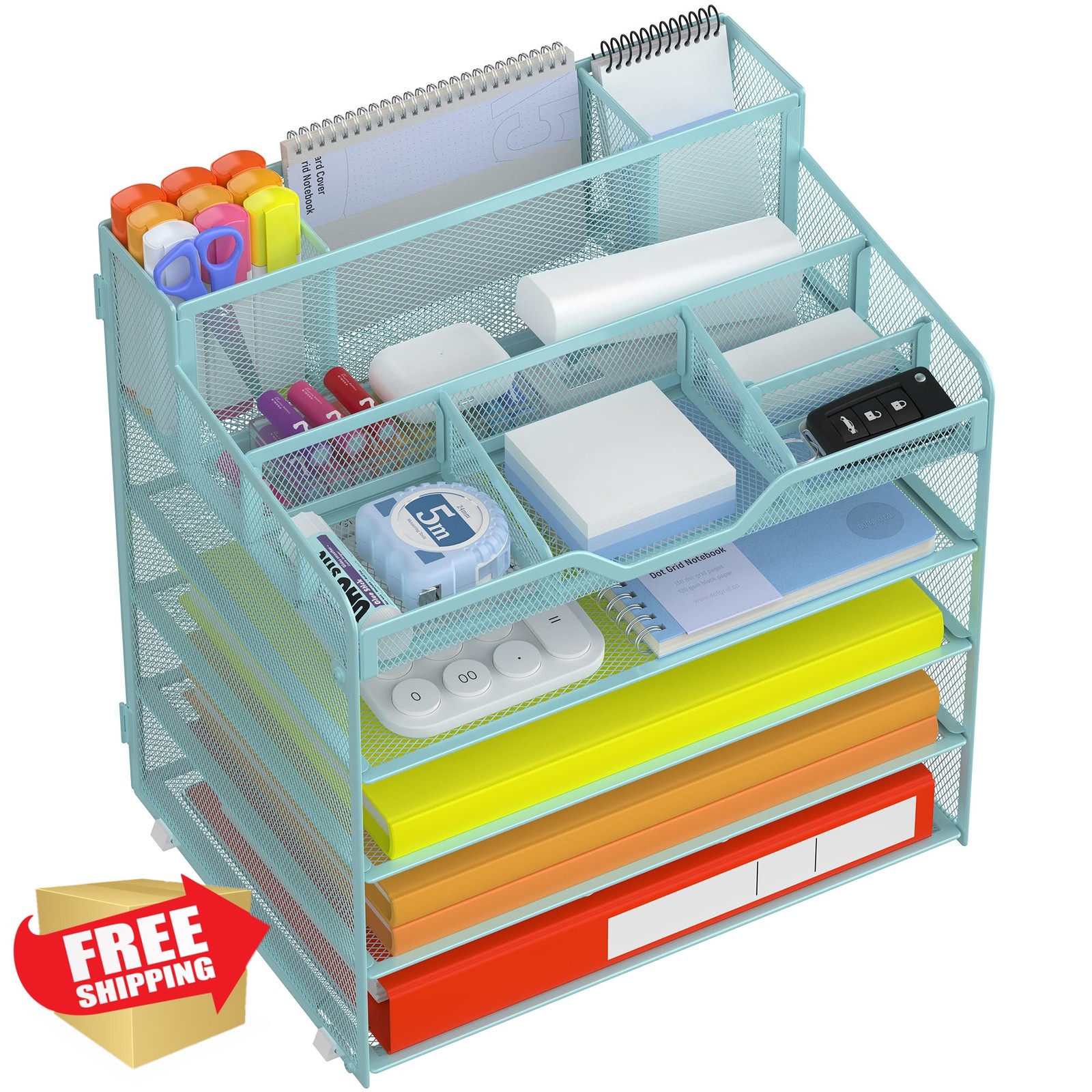 Docnest 5 tier mesh desk organizer blue