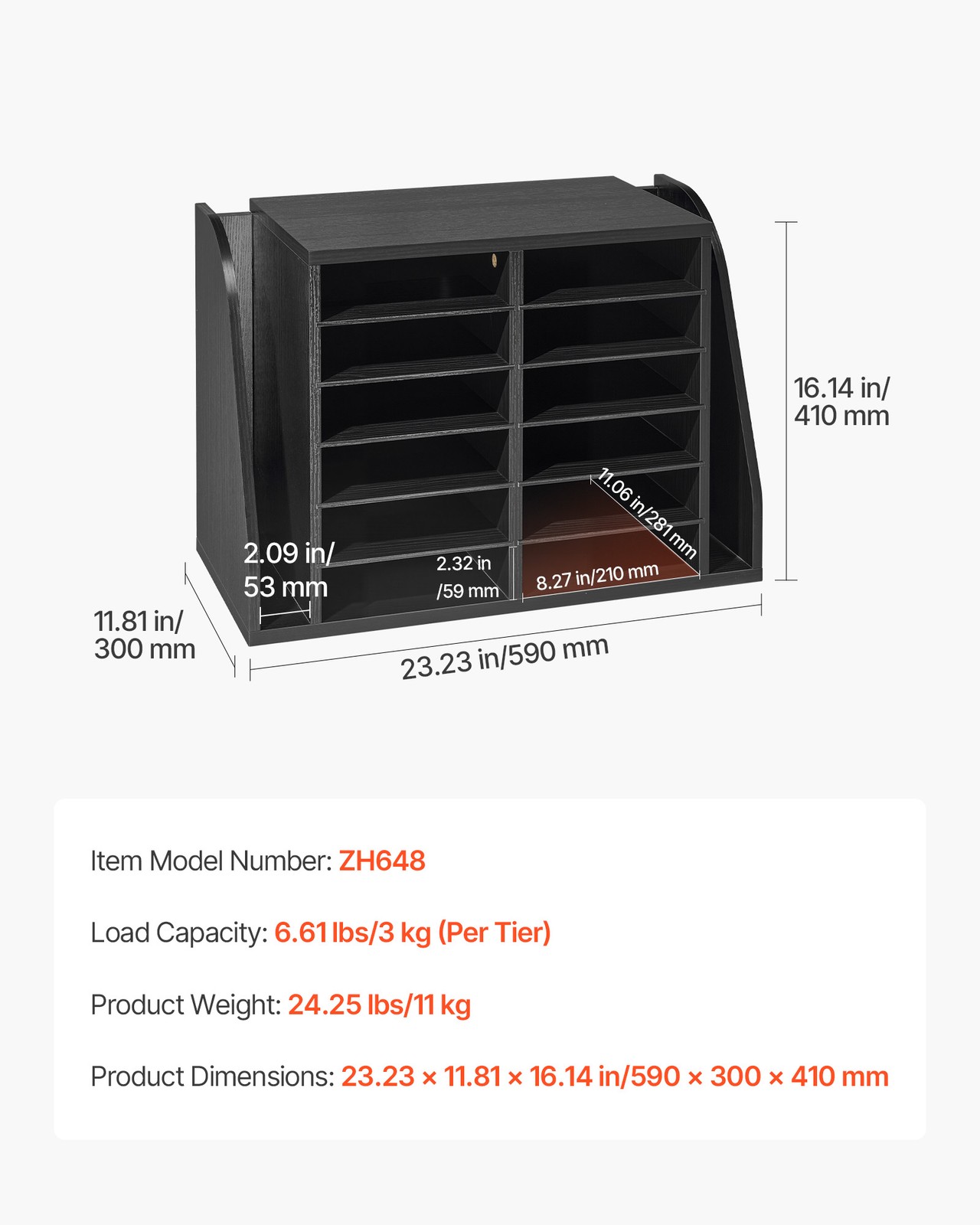 VEVOR Literature Organizer 12 Compartments Office Mailbox Side Vertical Storage