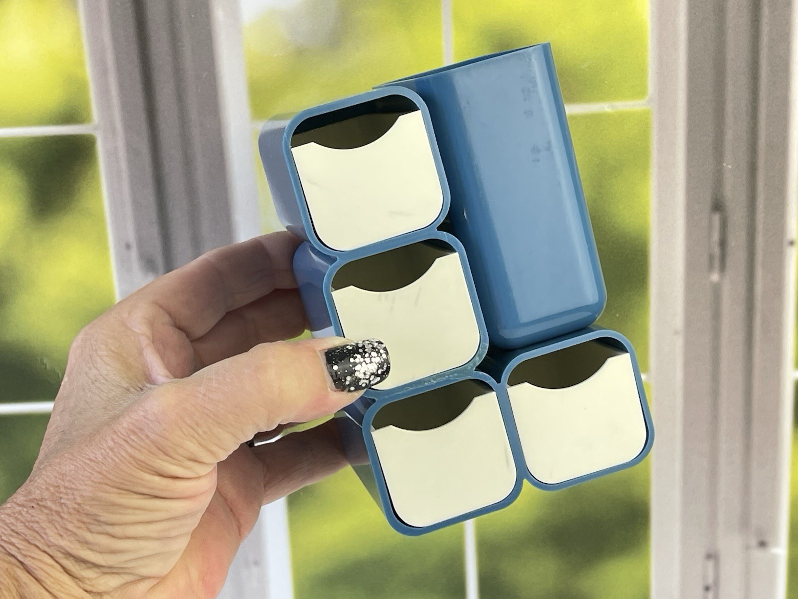 Vintage Mid Century Modern Blue Plastic Mini Drawer Storage Caddy Desk Organizer