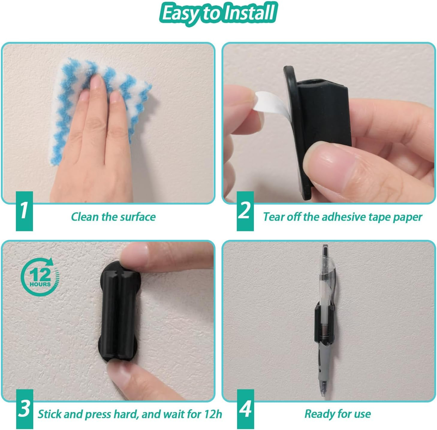 6-Pack Wall Adhesive Pen Holders – Desk Organizer for Office & Classroom