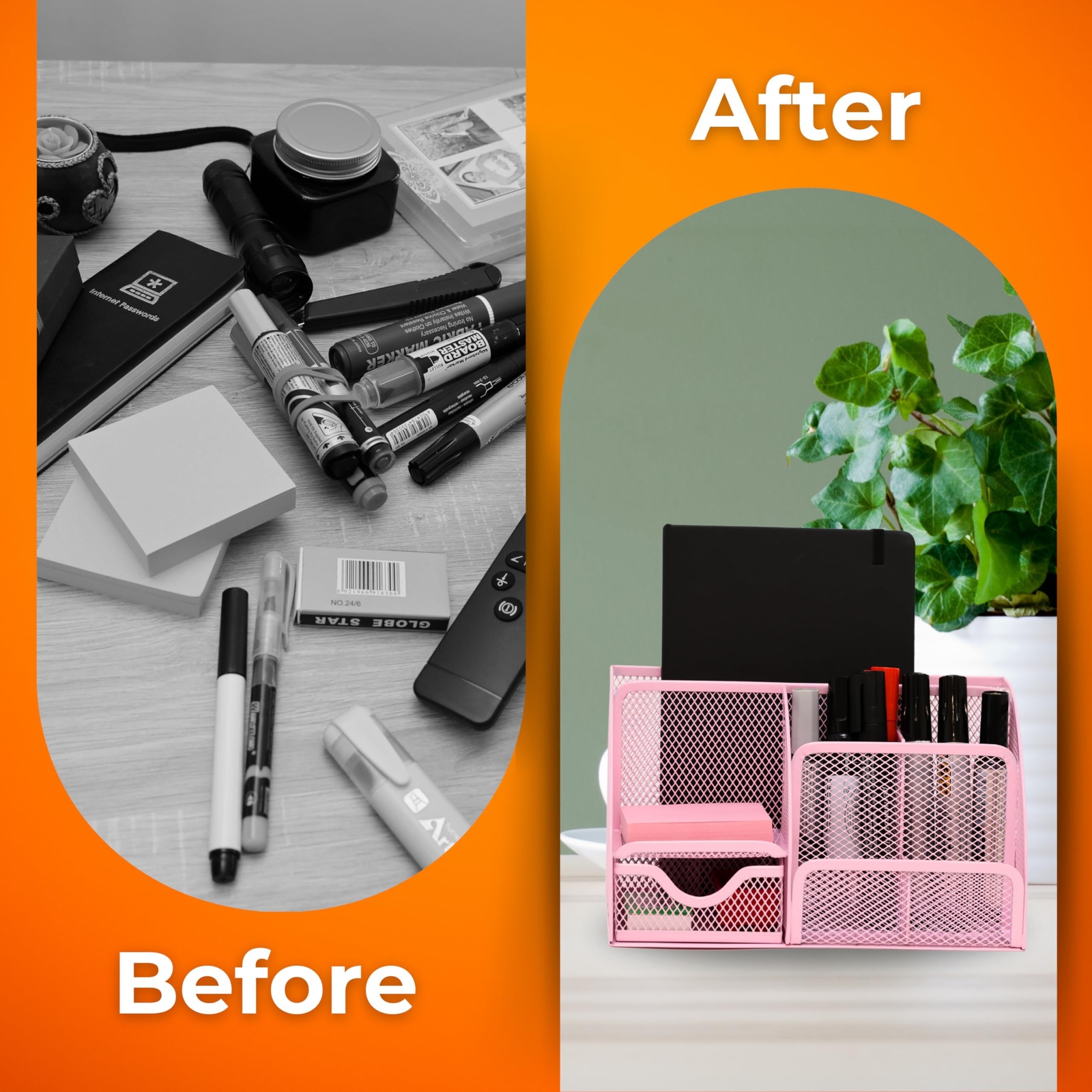 Mesh Desk Organizer – Office Desk Organizer with Sticky Notes – Desk Accessor…