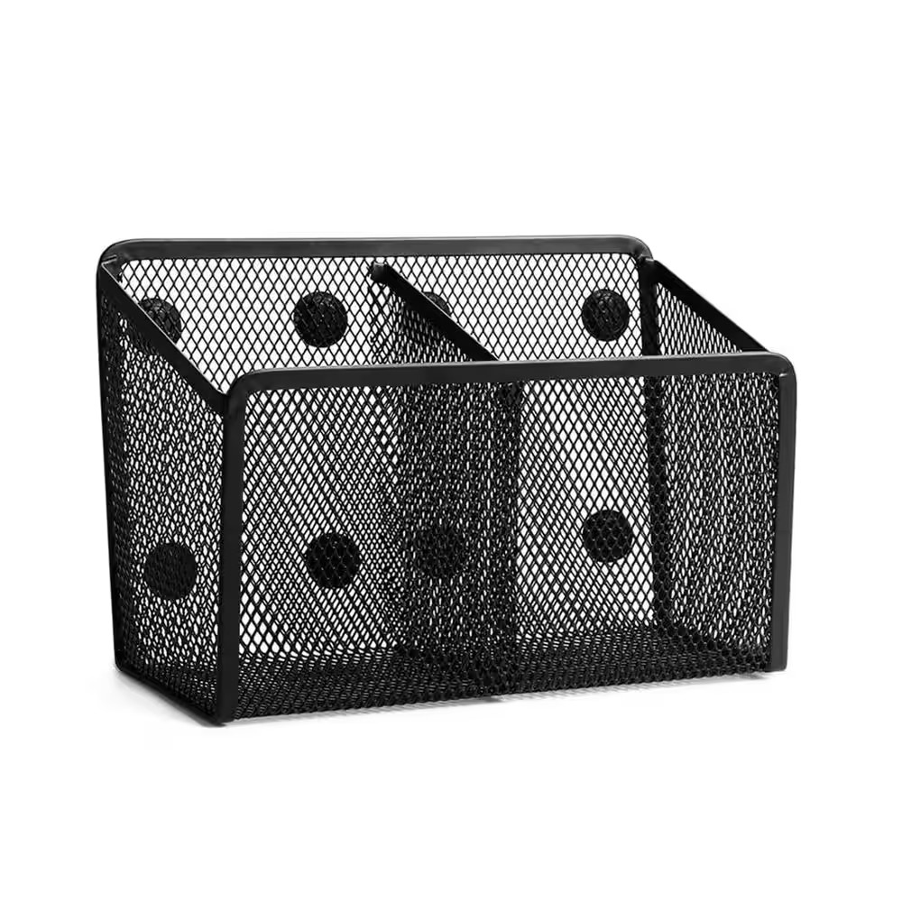 1 Pack Magnetic Mesh Pencil Holder Black with Extra Strong Magnets Marker Organi