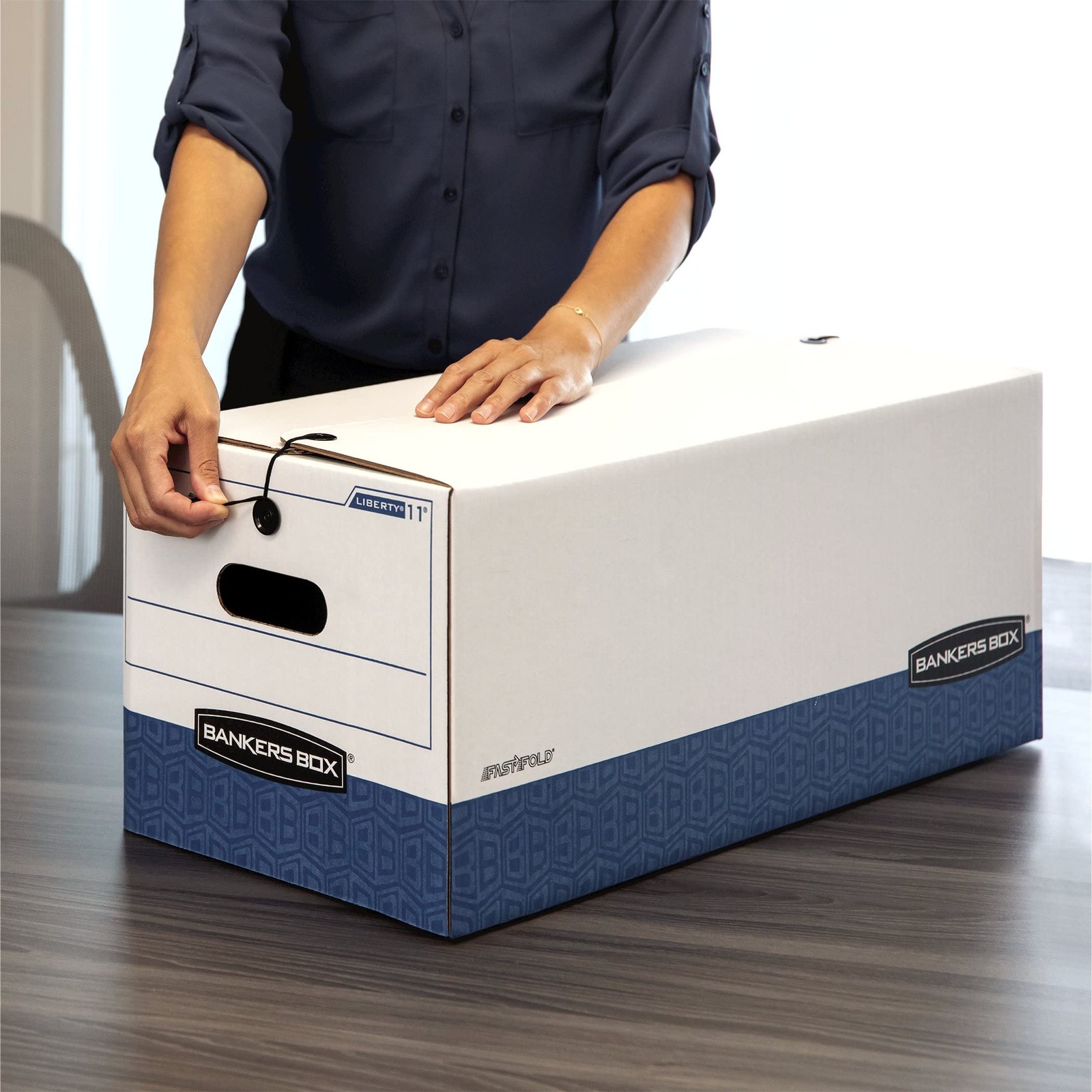 Bankers Box Liberty Heavy-Duty 41 inches x 20 x 5 inches, White/Blue