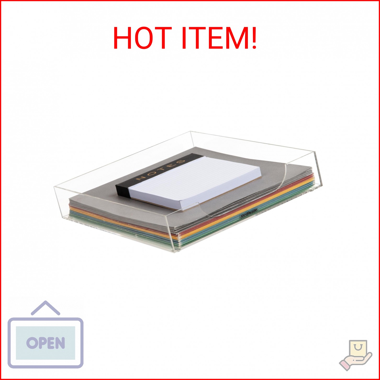 Mind Reader Paper Tray, Desktop Organizer, File Storage, Modern, Office, Acrylic