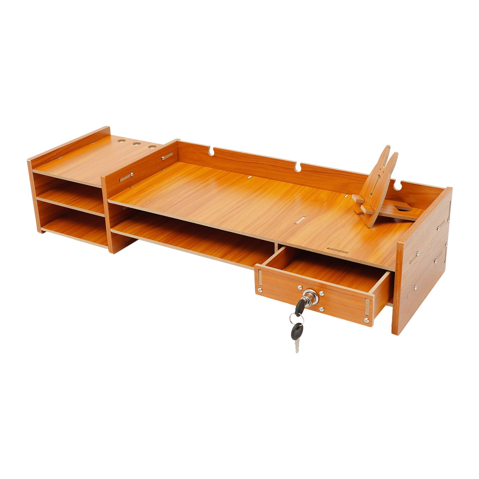 Multifunctional Monitor Stand Riser with Drawer, Storage Compartments, MDF