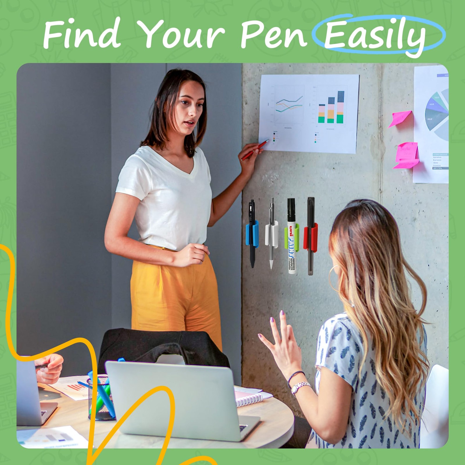 10PCS Adhesive Pen Holder Marker Holder Pencil Holder Colorful Soft Silicone