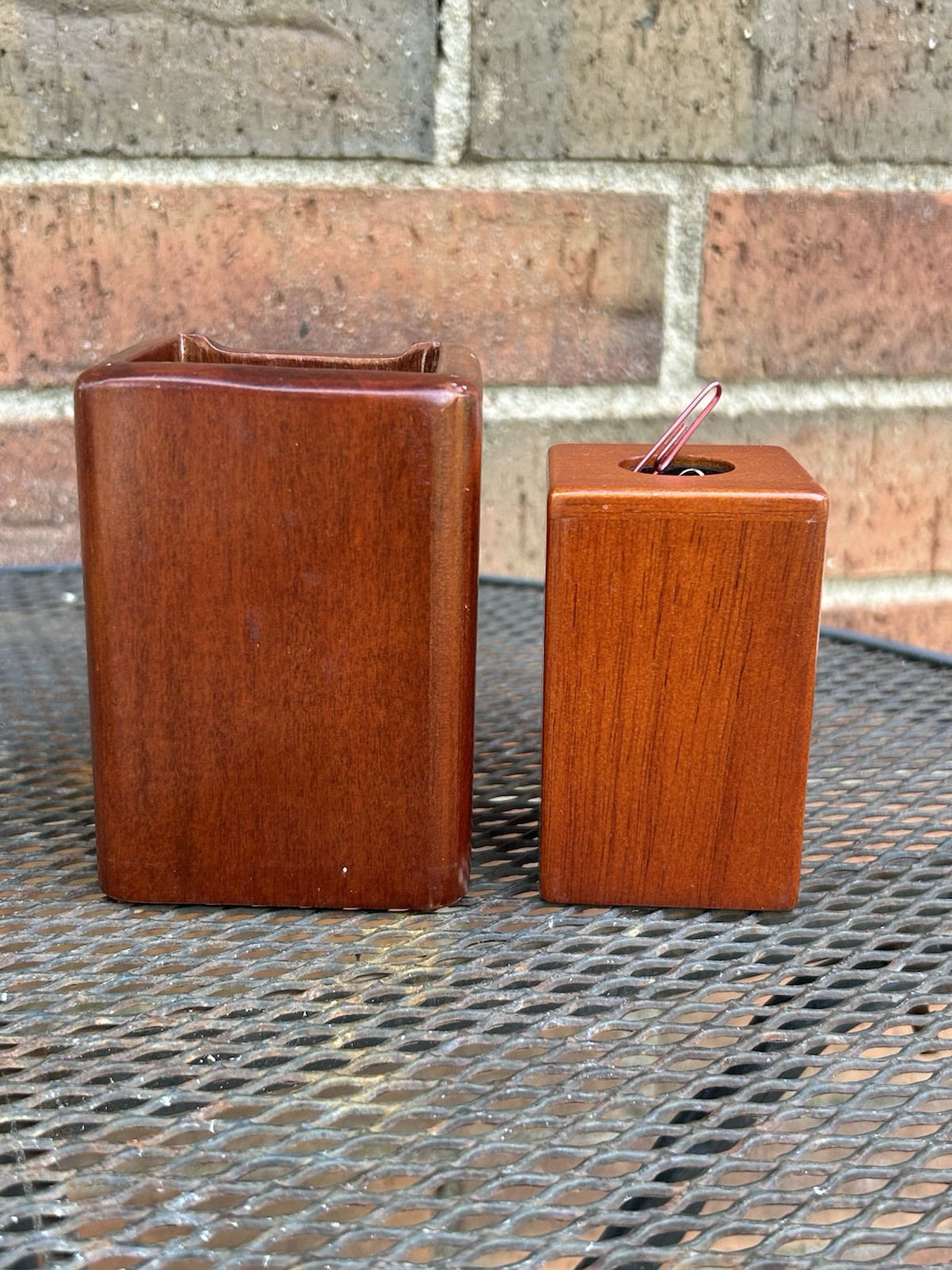 ROLODEX Pencil Cup Paperclip Wooden Holders MCM Minimalist Office Chic Executive